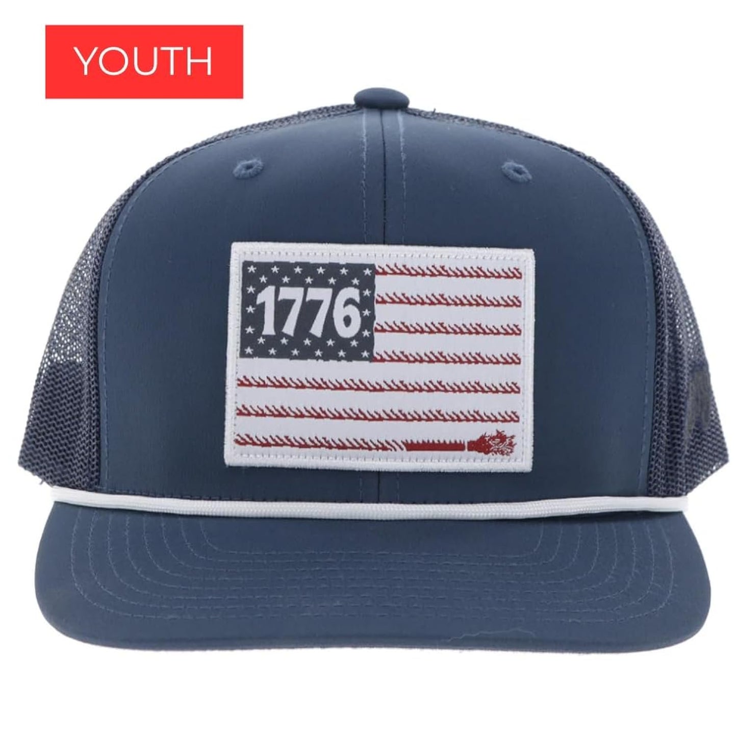 HOOEY Youth Liberty Roper western cap with a 1776 flag patch, adjustable fit, and classic cowboy styling.