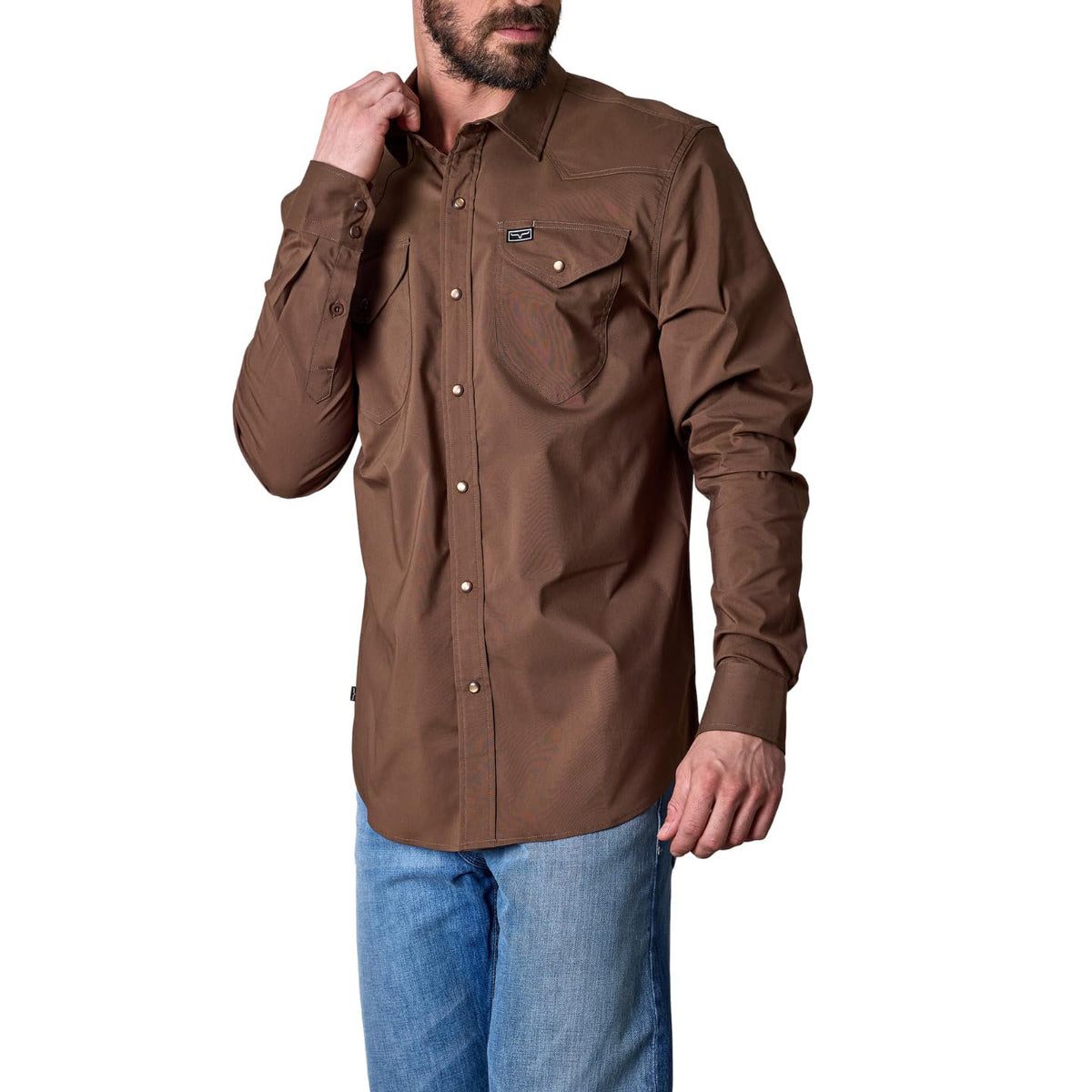 Kimes Ranch Men's Blackout Western Snap Shirt in Brown