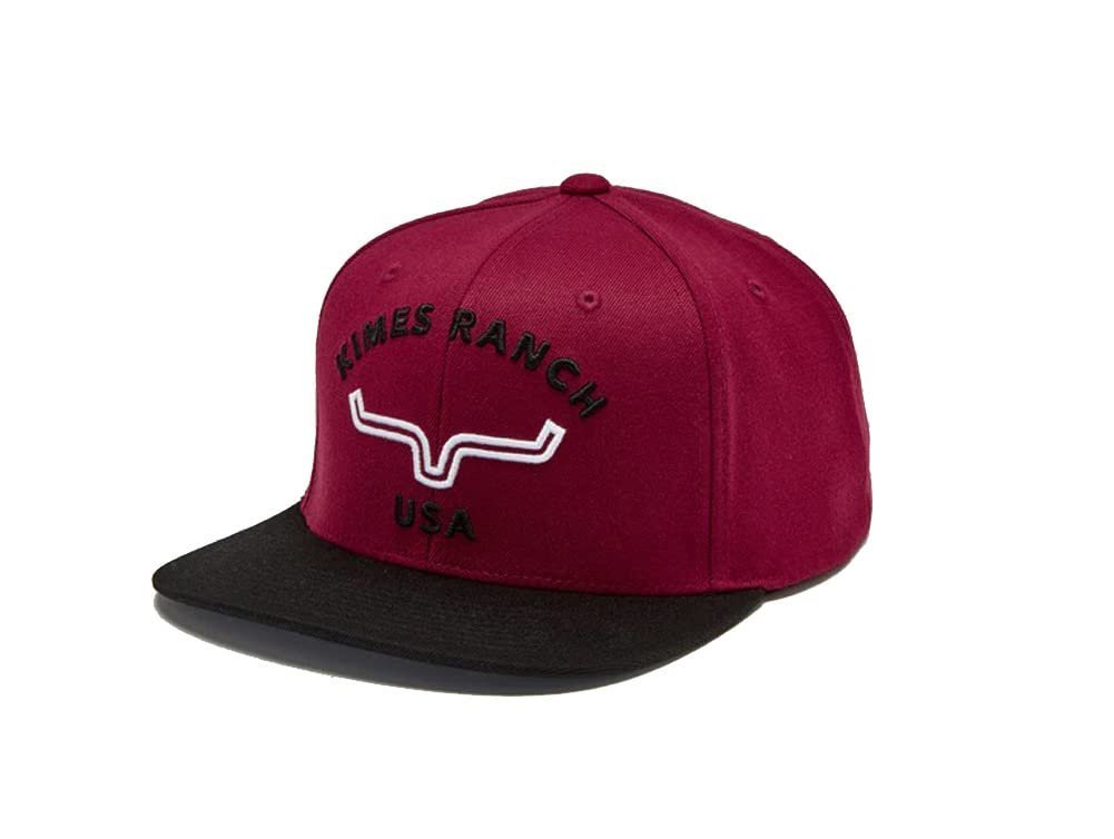Kimes Ranch Men's Caps Arched Trucker Snapback Hat in Dark Red