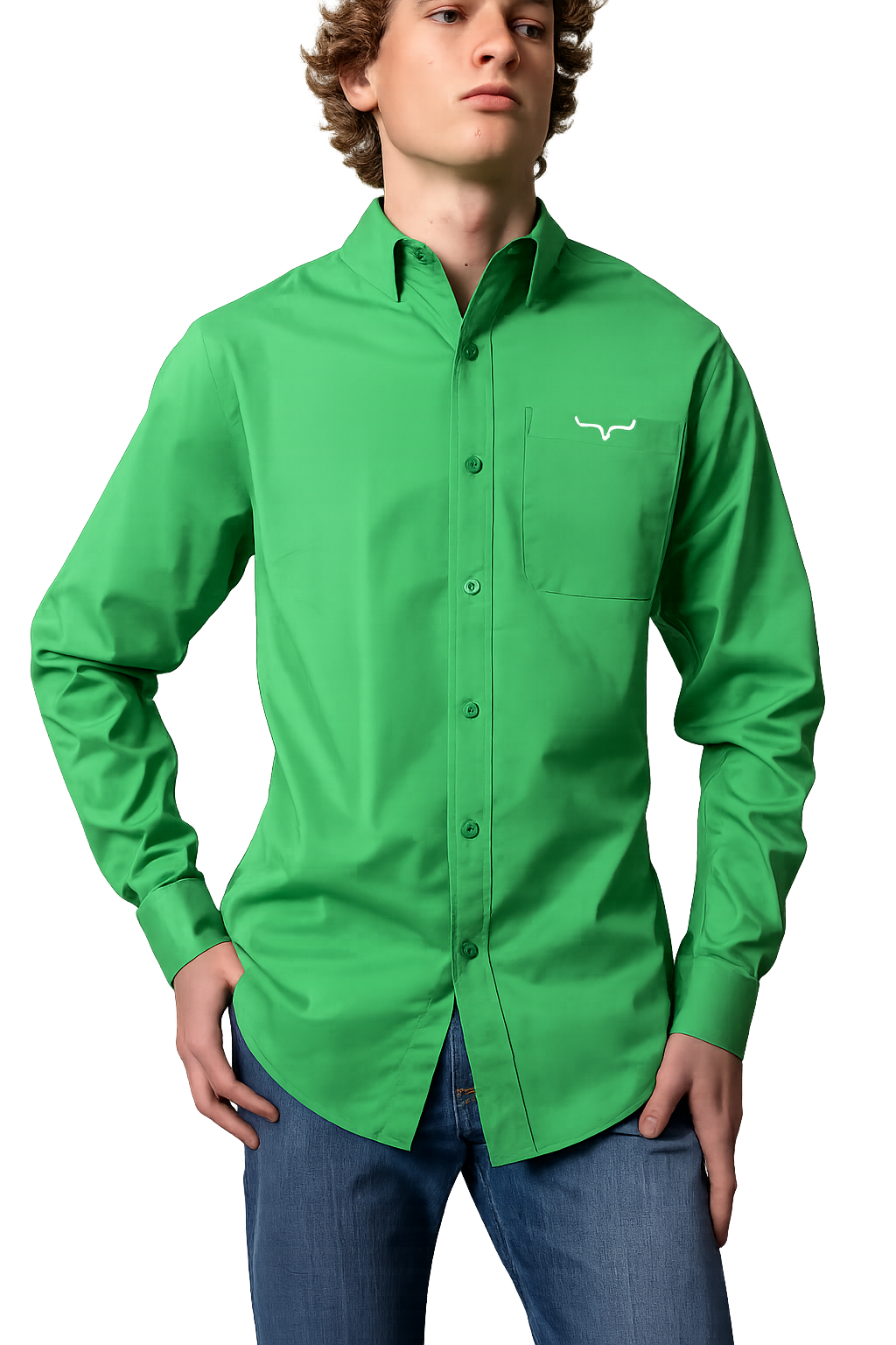 Kimes Ranch Men's KR Team long sleeve western dress shirt featuring classic button-down cowboy styling.