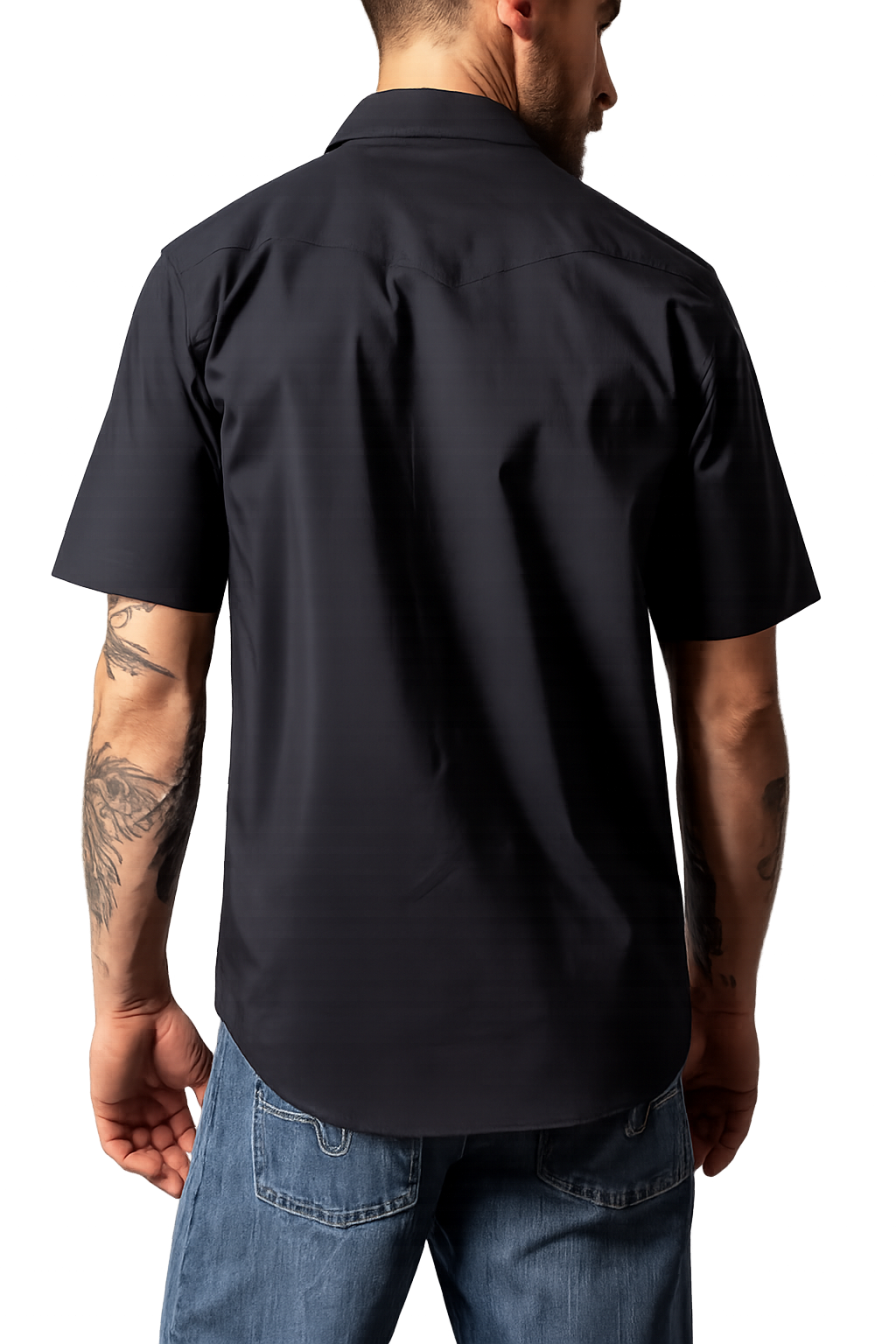 Men's Kimes Ranch Rio performance dress shirt with short sleeves, button down front, moisture-wicking comfort, and classic western style for work, ranch, and casual occasions.