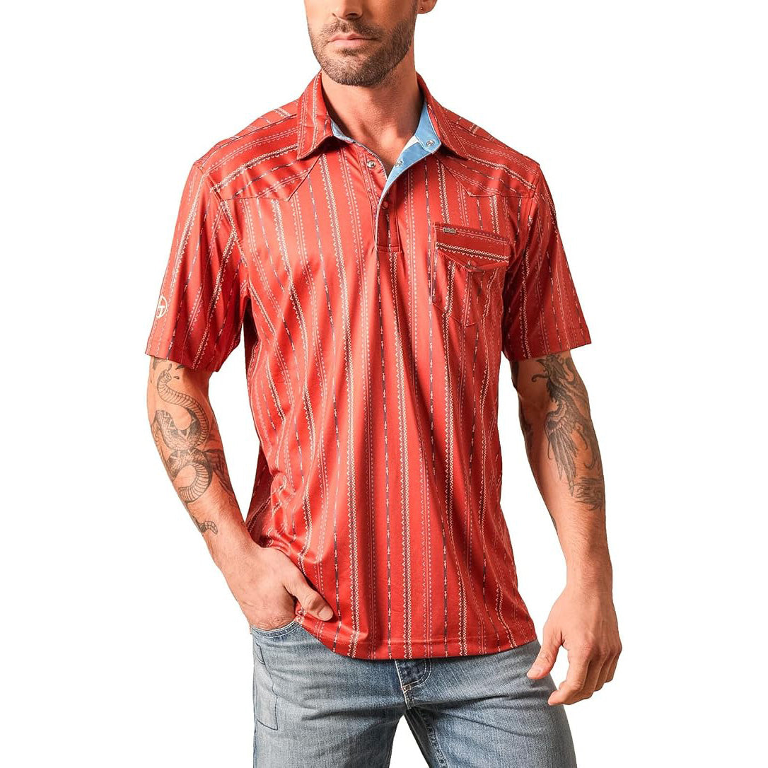 Kimes Ranch Men's Zach Top ZT Z-Stripe Polo in Brick Red