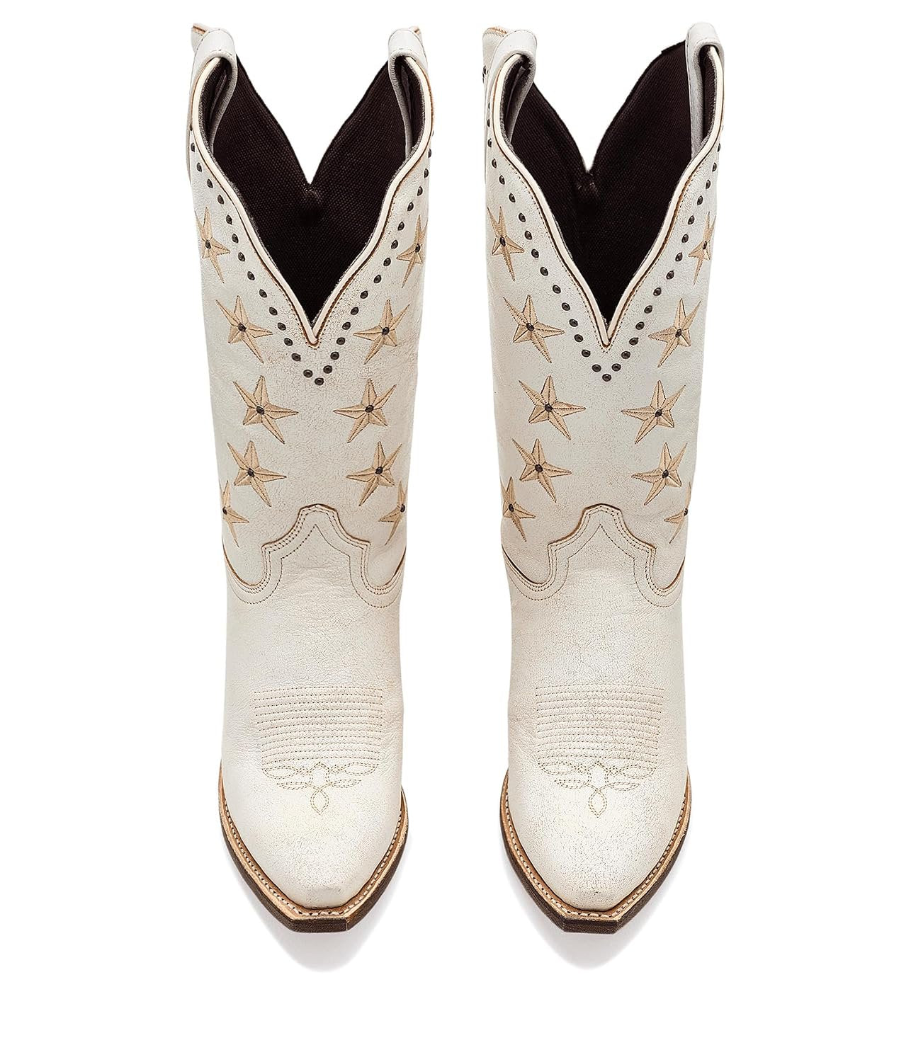 Laredo Serenade white leather Western cowgirl boots with traditional embroidery, premium leather construction, and a comfortable mid-calf design.