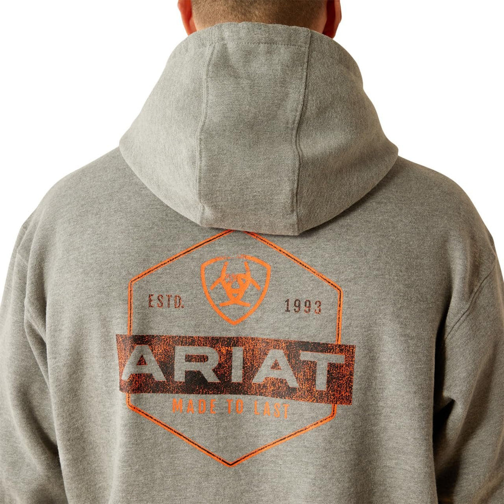 
                  
                    Back Graphic of Ariat Men's Bold Hex Hoodie in Gray Heather
                  
                