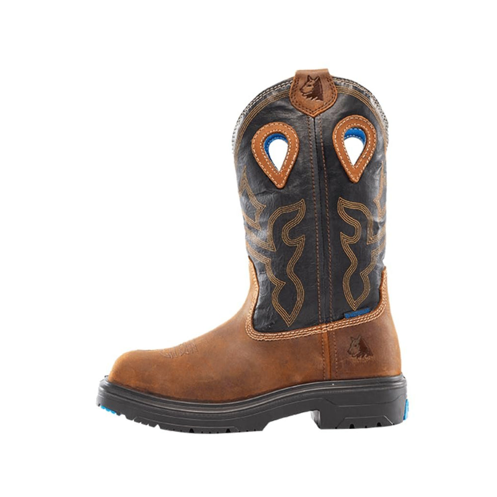 
                  
                    Side of Steel Blue - Blue Heeler Met Safety Boot in Brown/Black
                  
                