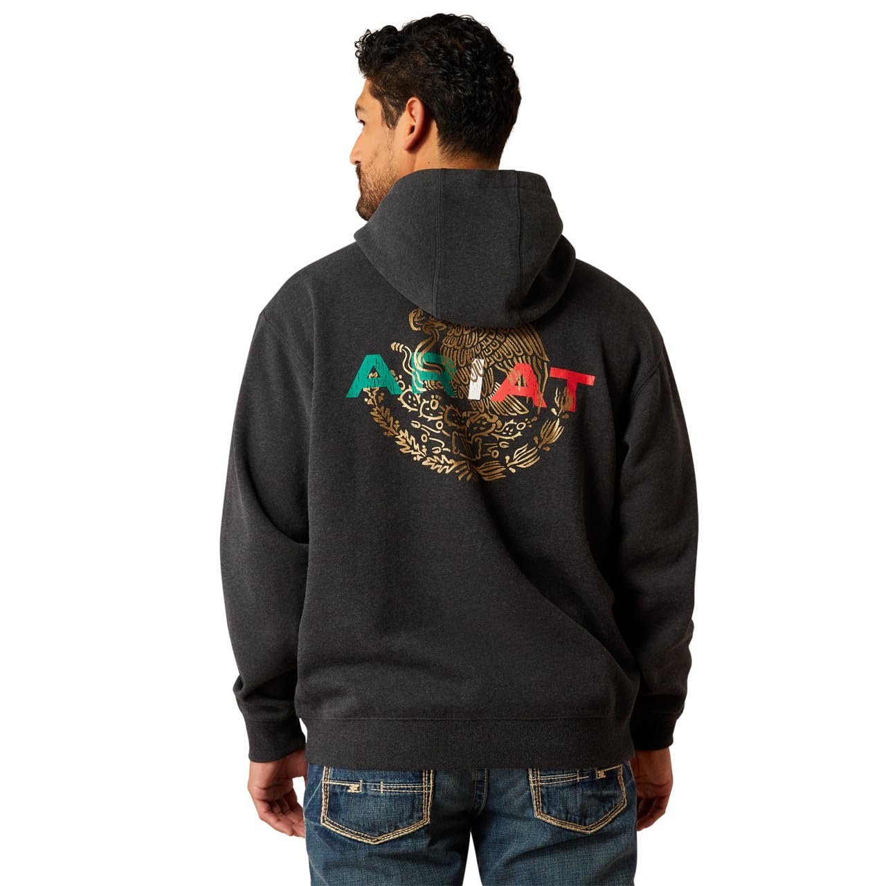Back of Ariat Men's Mexico Flag Lockup Hoodie