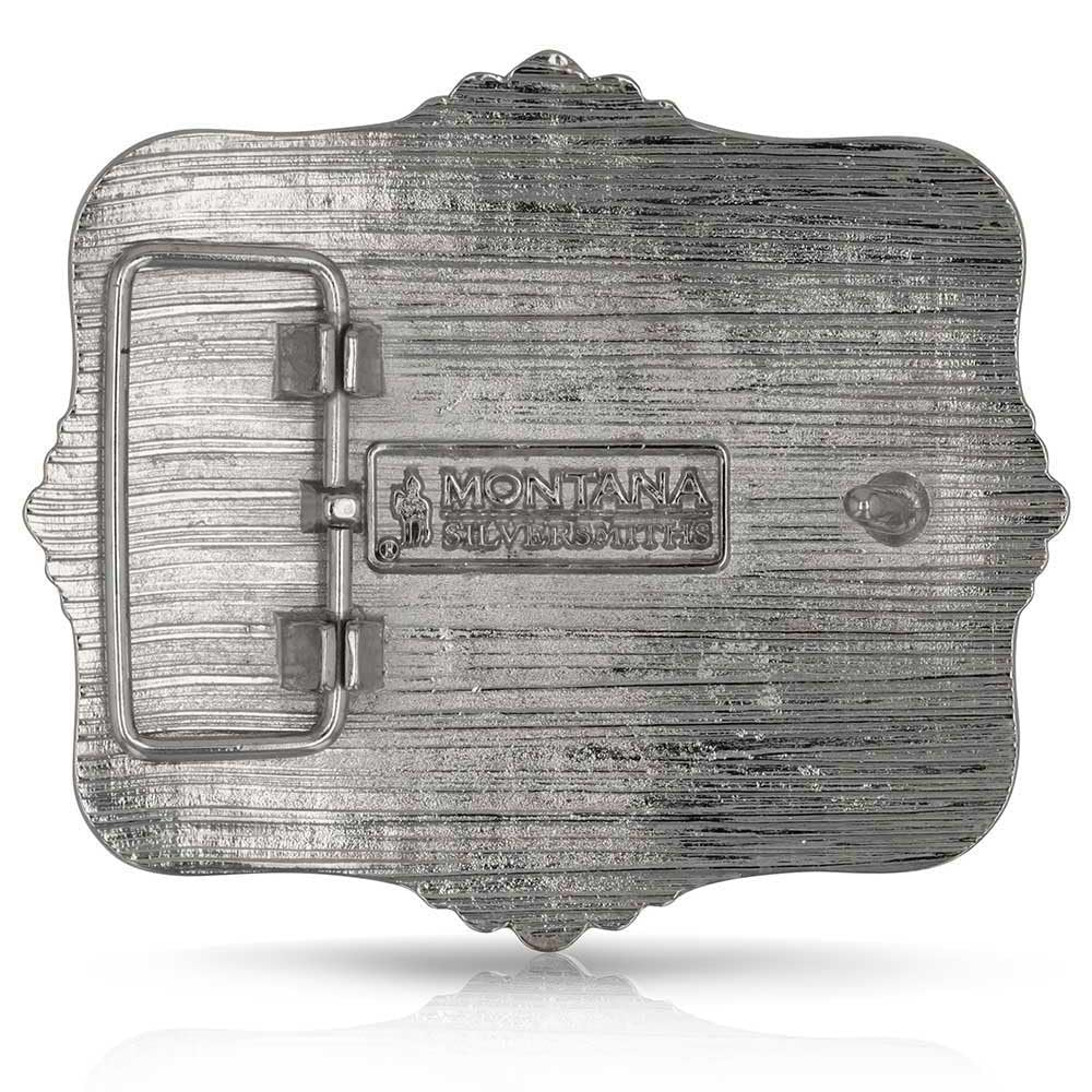 Back of Montana Silversmiths Code of the West Buckle