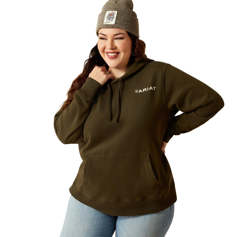 
                  
                    Woman Wearing Ariat Women's Stamp Hoodie in Relic Green
                  
                
