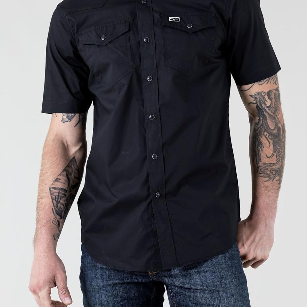 Kimes Ranch Men's Rio Short Sleeve Dress Shirt in Black
