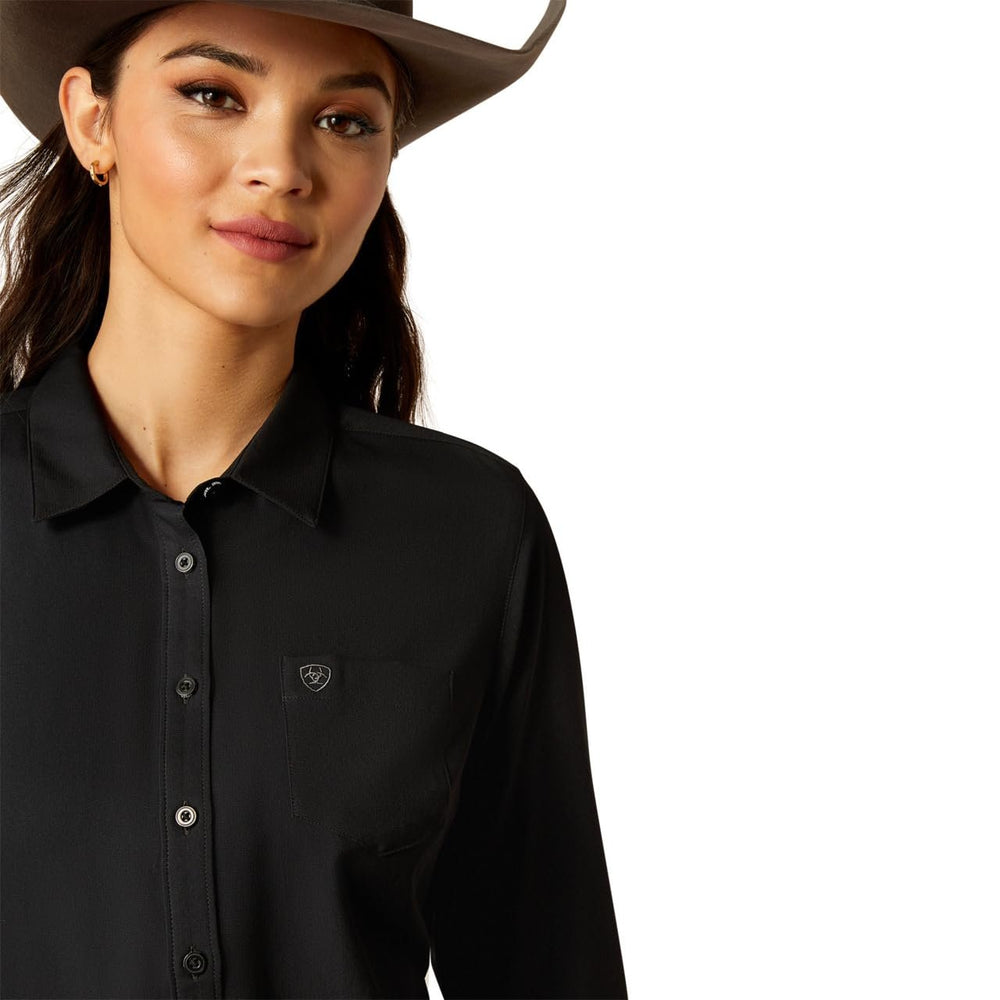 
                  
                    Close-up of Ariat Women's Team Kirby Stretch Shirt in Black
                  
                