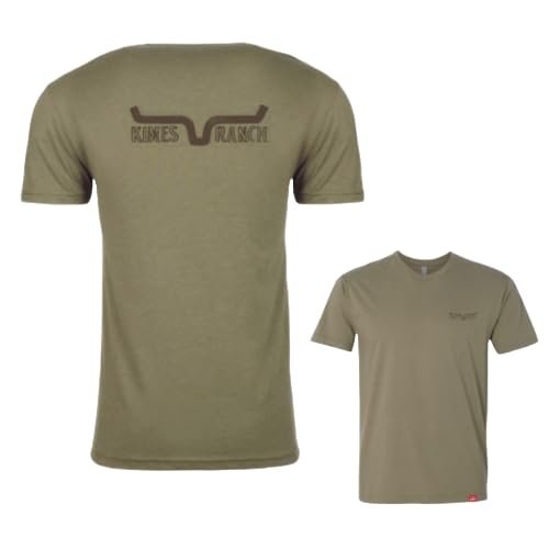 
                  
                    Olive green t-shirt with branding on the back and front on a white background
                  
                