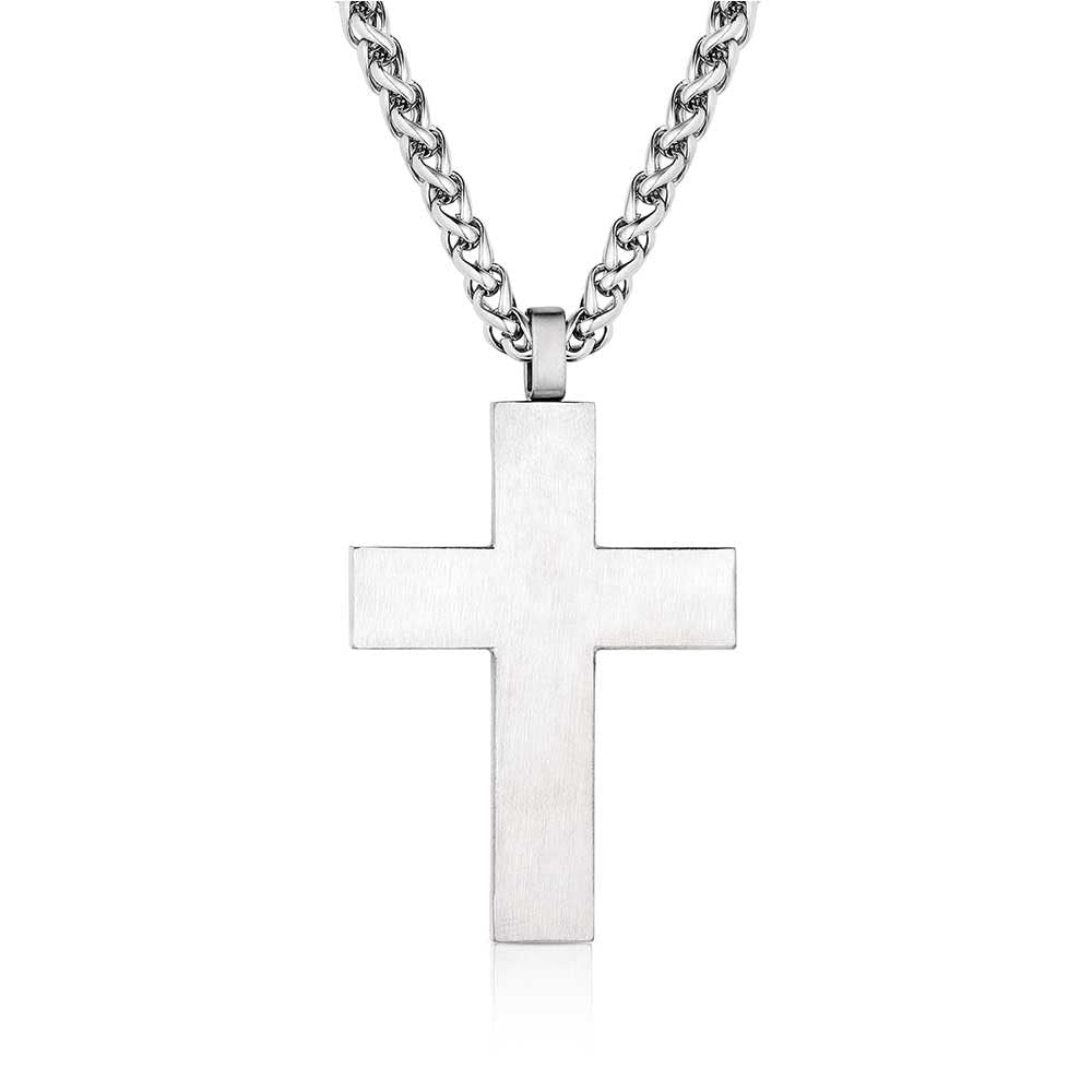 Montana Silversmiths Men's Heros Belief Silver Cross Necklace