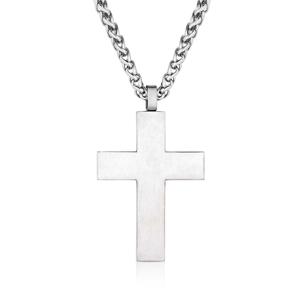 Montana Silversmiths Men's Heros Belief Silver Cross Necklace