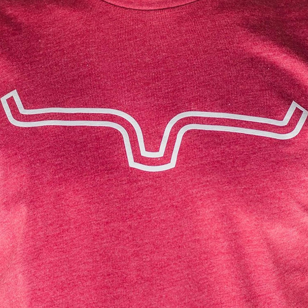 
                  
                    Close-up of Logo on Kimes Ranch Men's Outlier T-Shirt in Cardinal
                  
                