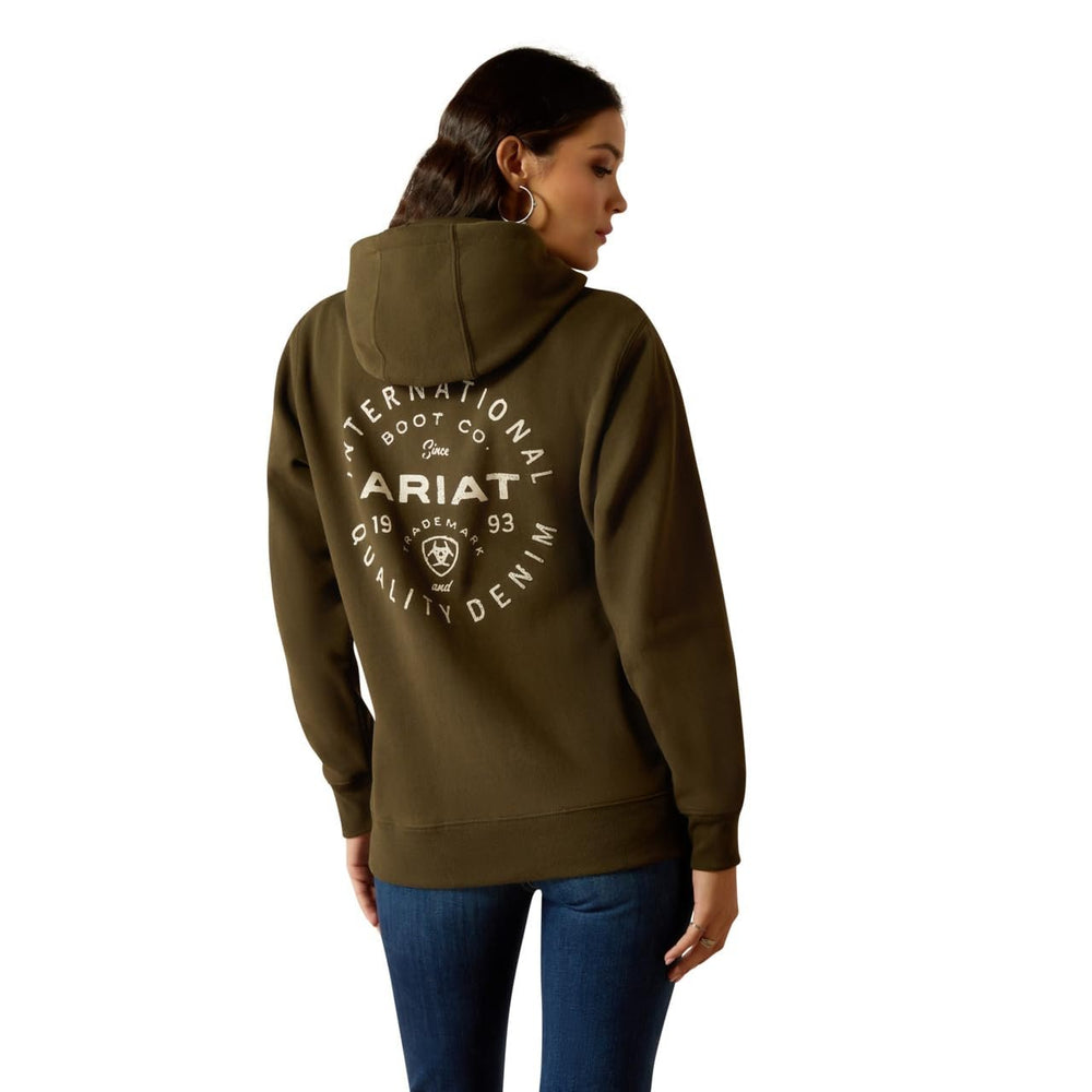 
                  
                    Back of Ariat Women's Stamp Hoodie in Relic Green
                  
                