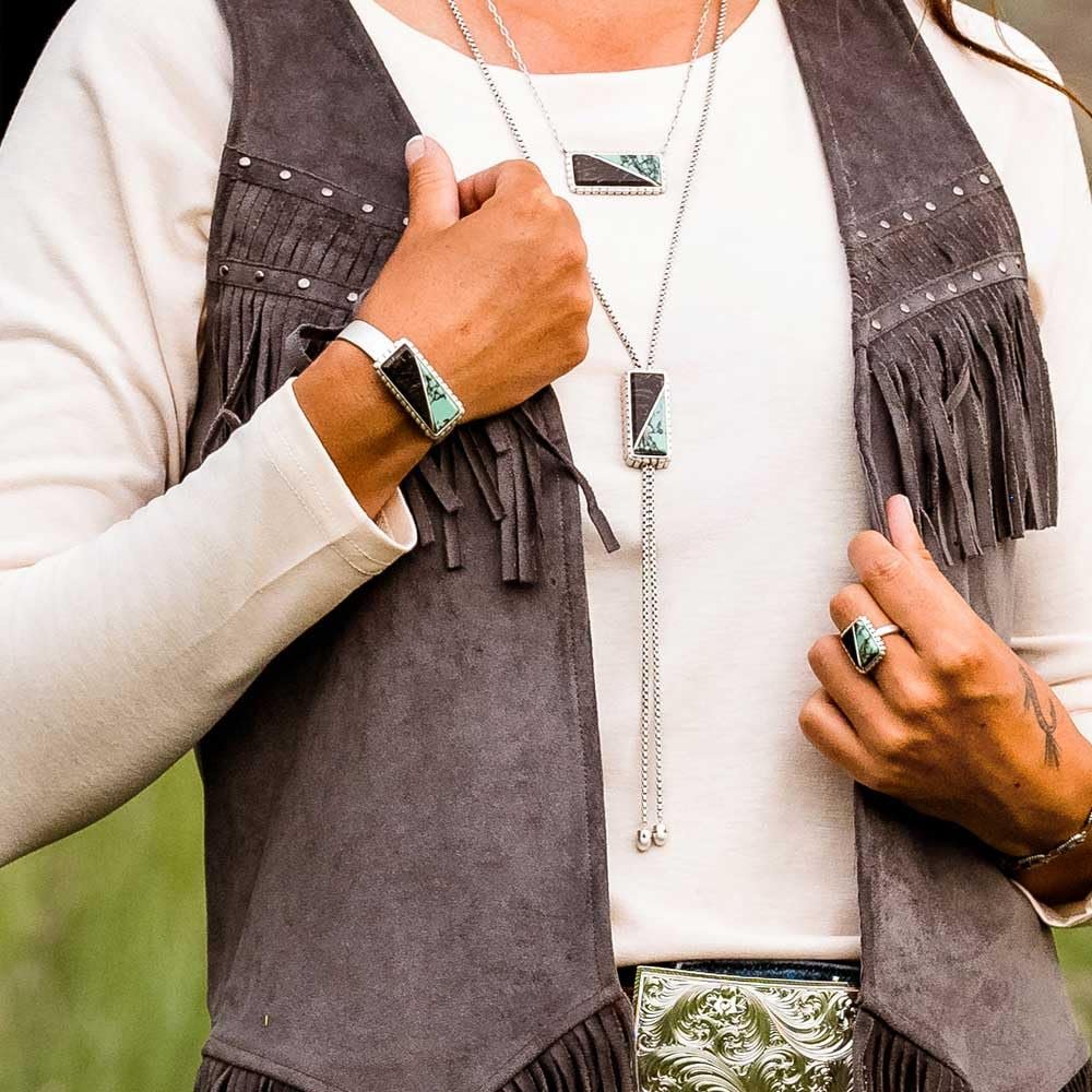 
                  
                    Woman Wearing Montana Silversmiths Women's Double Essence Cuff Bracelet
                  
                