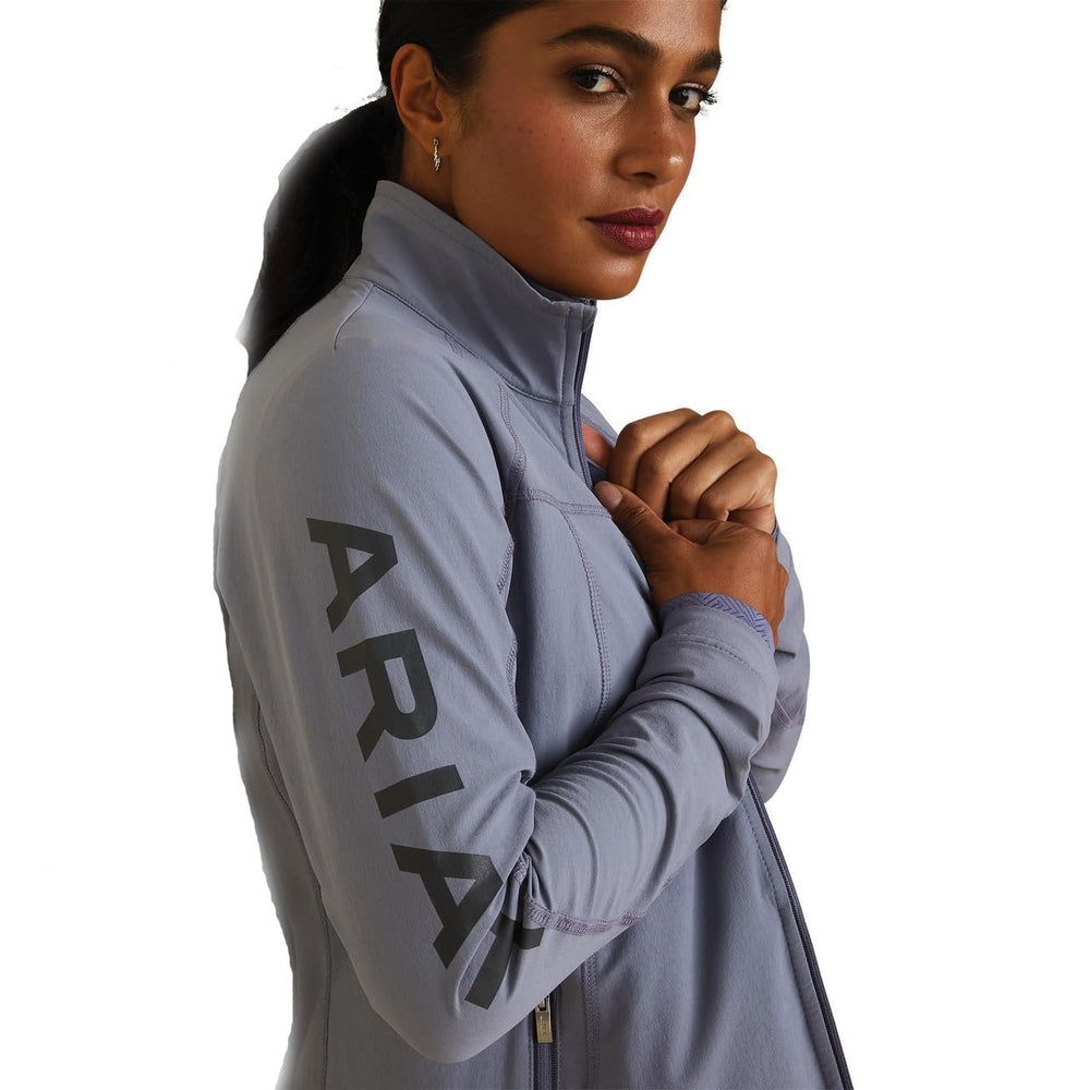 
                  
                    Logo on sleeve of Ariat Women's Agile Softshell Jacket, Dusky Granite
                  
                