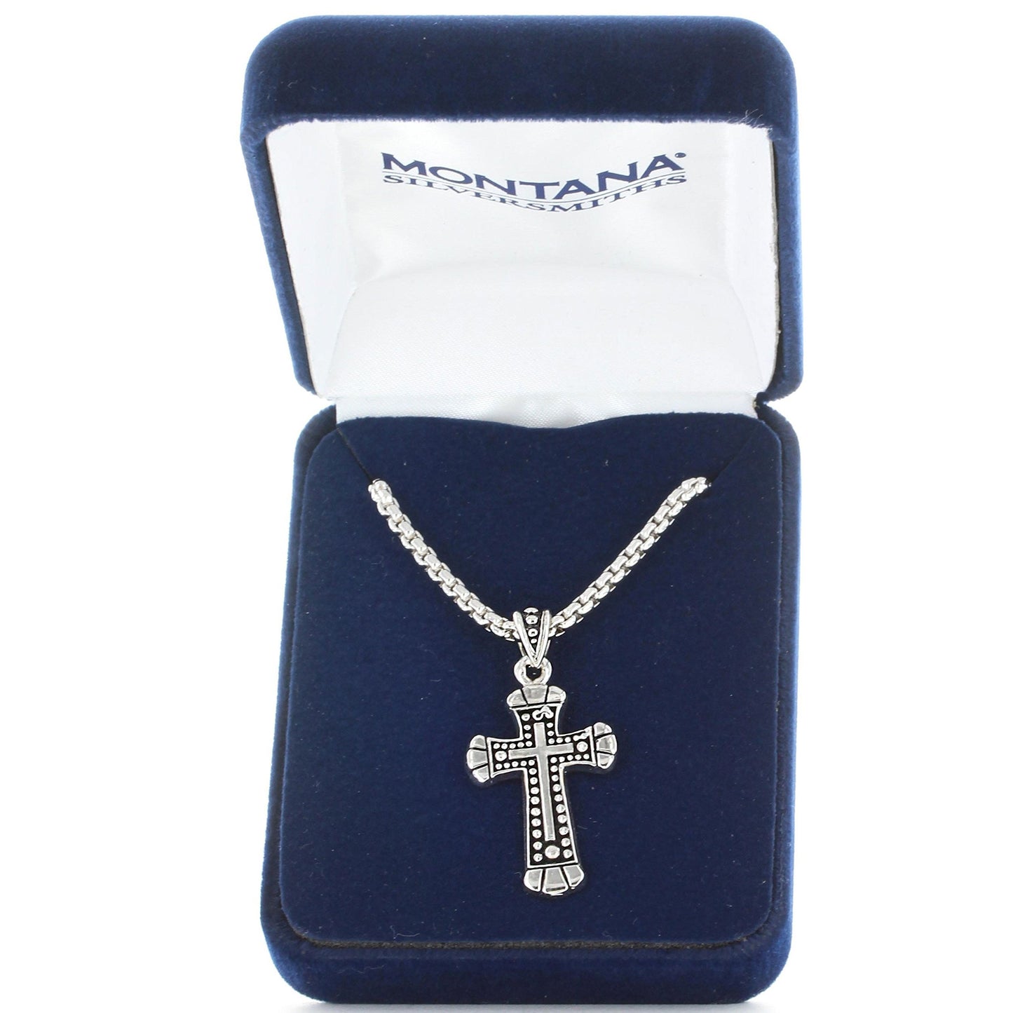 Montana Silversmiths Men's Flourished King Cross Necklace in Padded Hinged Case