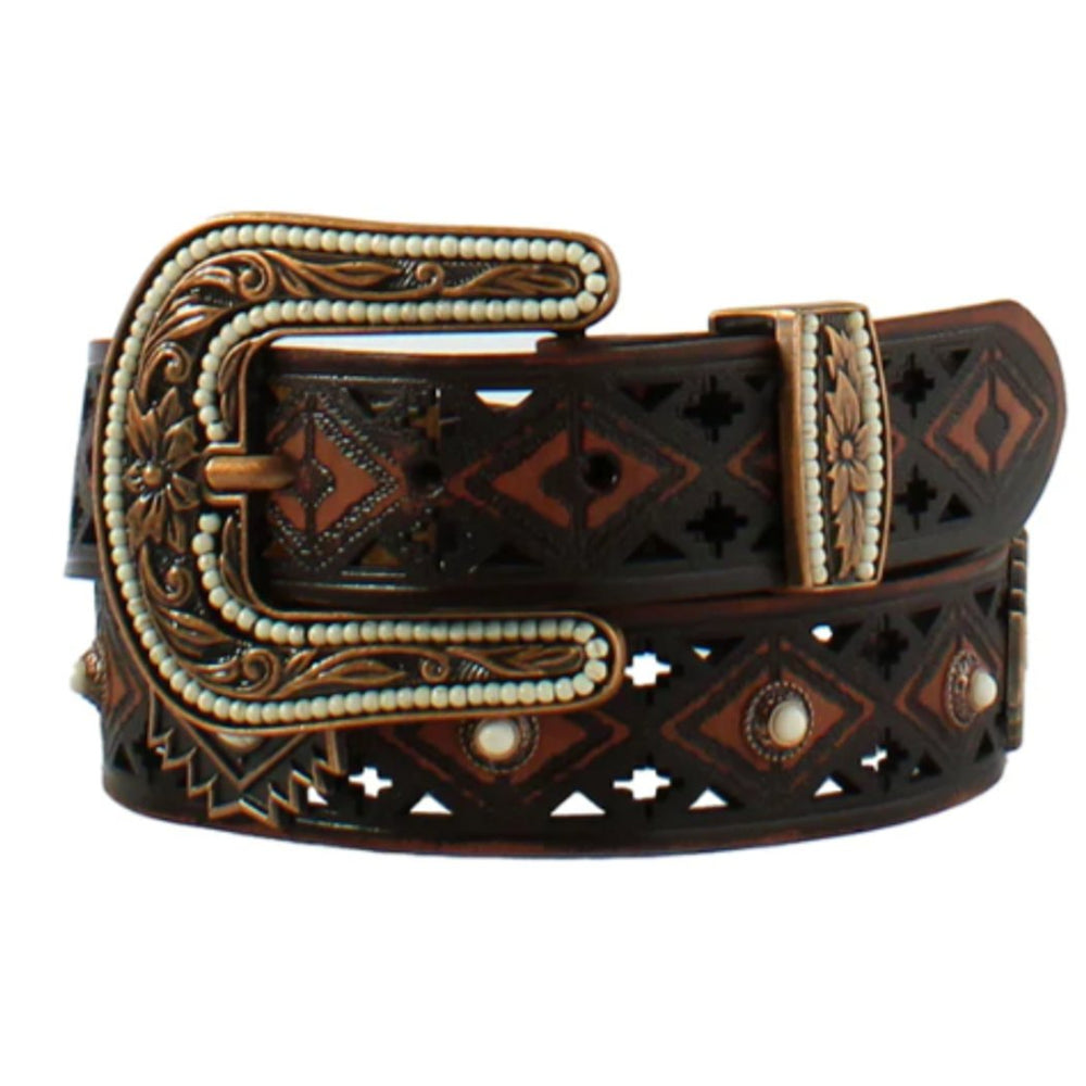 Angel Ranch® Ladies Brown Aztec Concho Belt