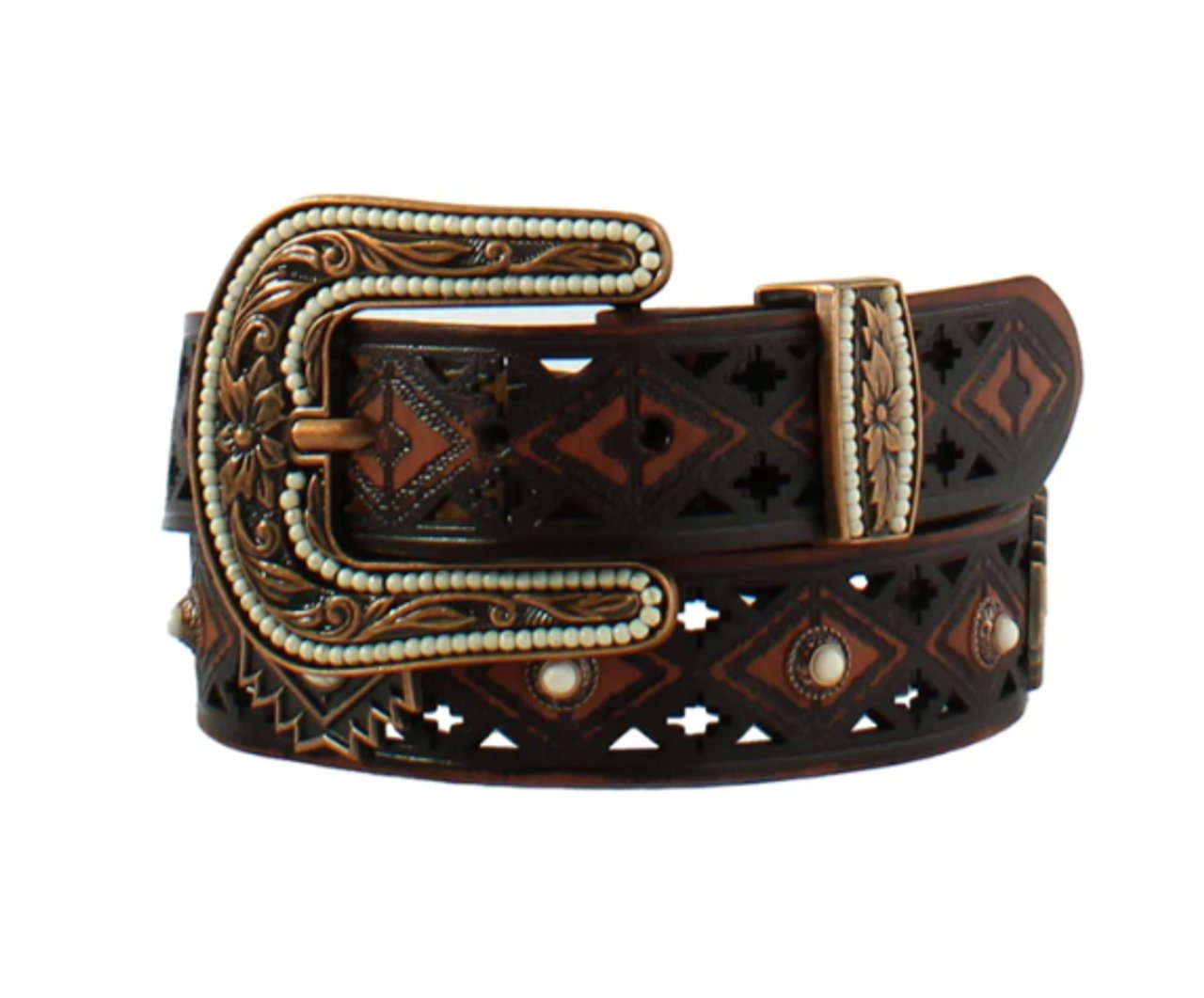 Angel Ranch® Ladies Brown Aztec Concho Belt