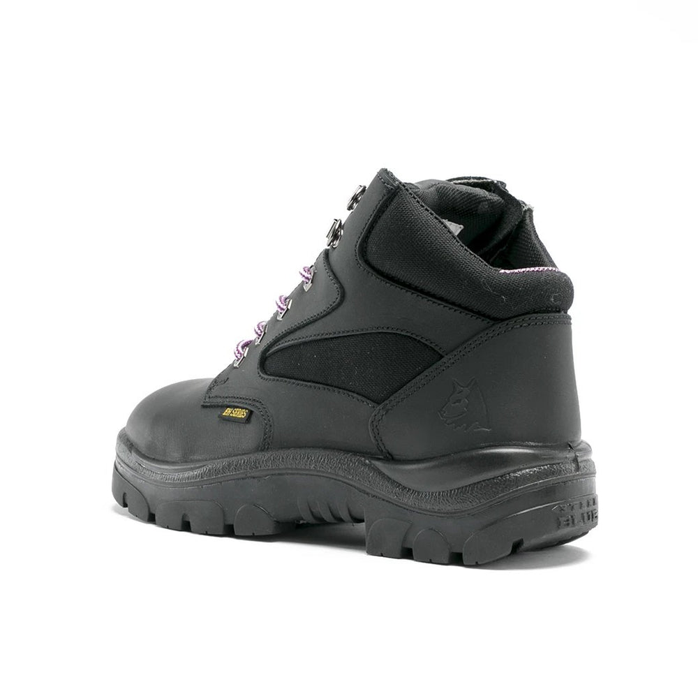 
                  
                    Angled Back View of Steel Blue Parkes Zip Ladies Work Boot in Black
                  
                