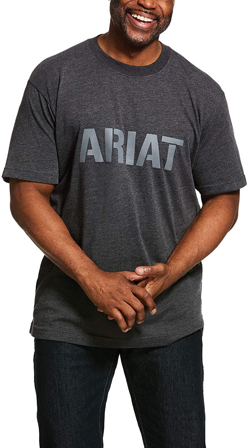 Ariat Men's Rebar Cotton Strong Block T-Shirt in Charcoal Heather