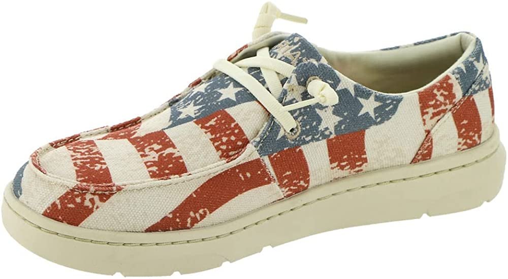 
                  
                    Alternate Angled View of Ariat Women's Hilo Shoe in Distressed Flag
                  
                