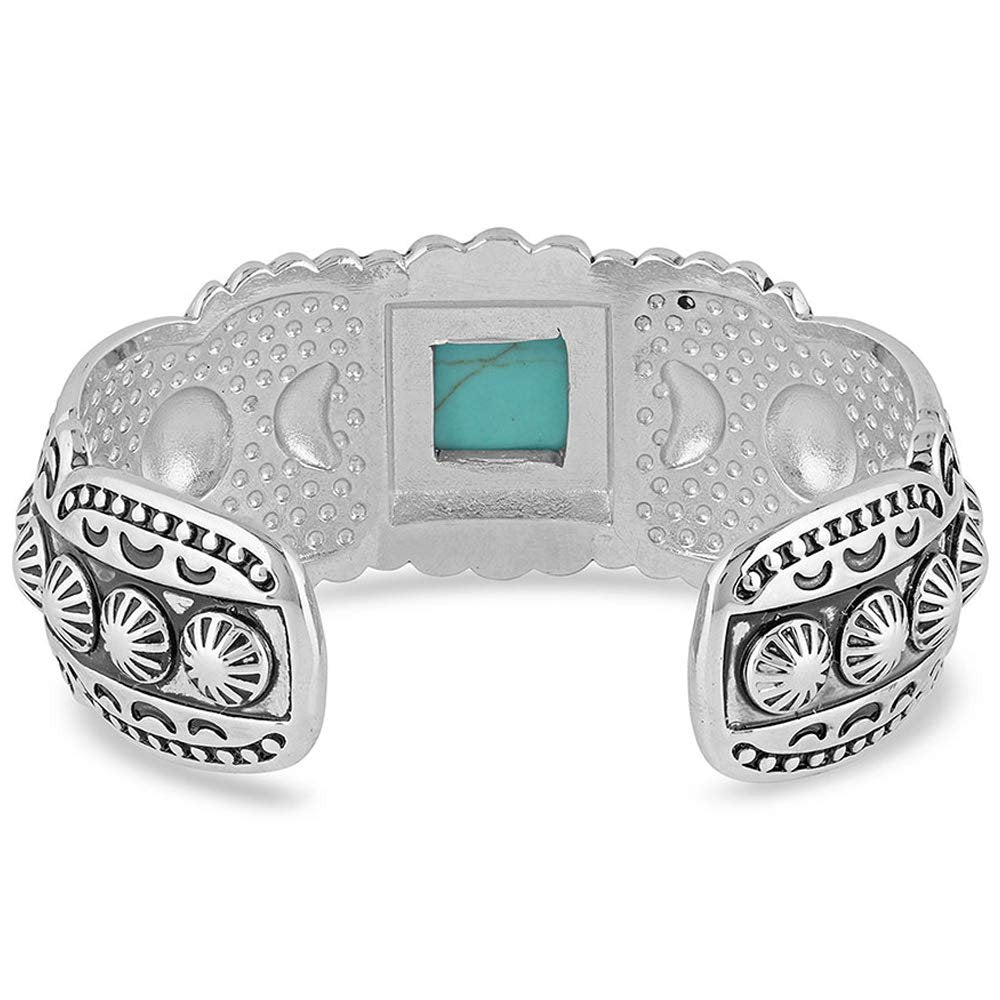 Back of Montana Silversmiths Women's Flourished Turquoise Cuff Bracelet