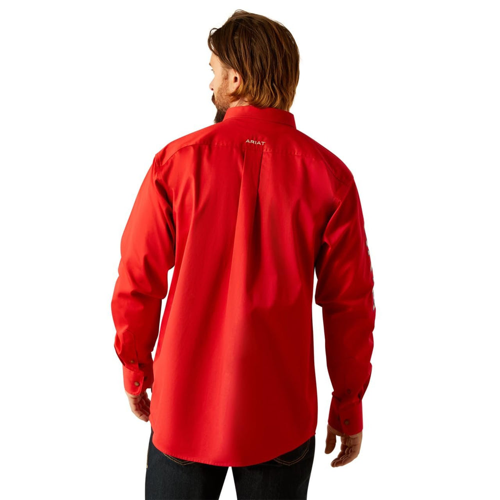 
                  
                    Back of Model Wearing Ariat Men's Team Logo Twill Classic Fit Shirt
                  
                