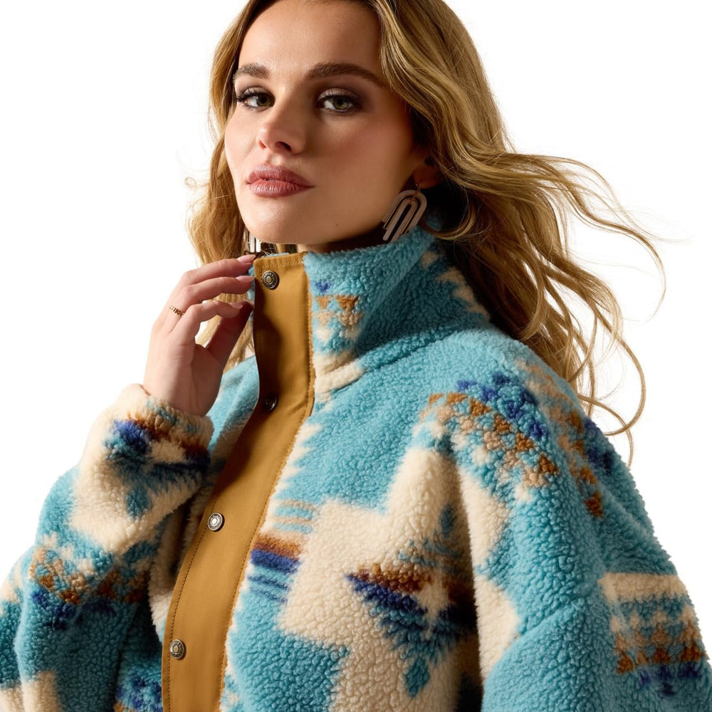 
                  
                    Collar of Ariat Women's Sherpa Blocked Jacket in Agave Southwest Print
                  
                
