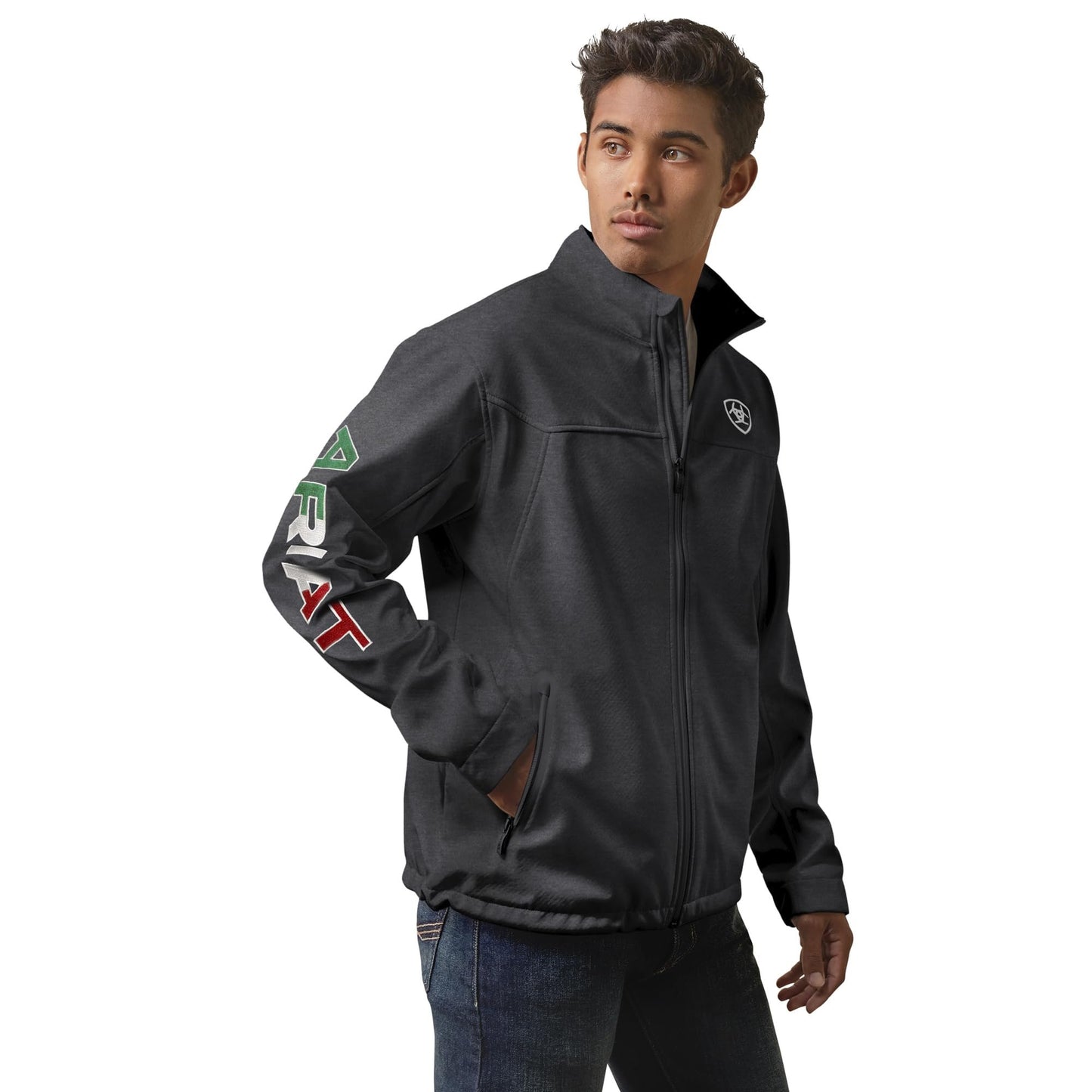 Ariat Men's Classic Team Softshell Mexico Jacket in Charcoal