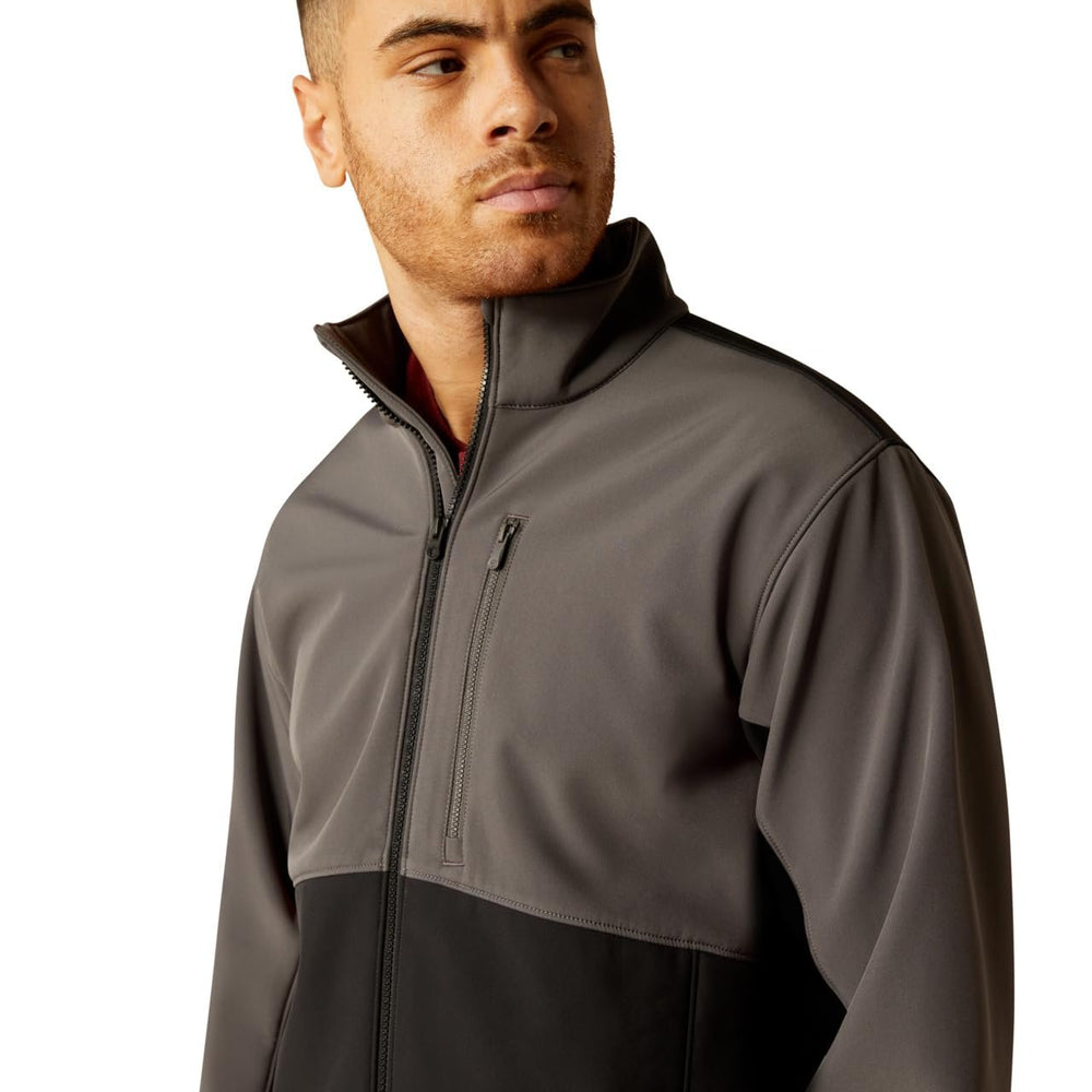
                  
                    Close-up of Ariat Men's Logan Softshell Jacket in Grey
                  
                