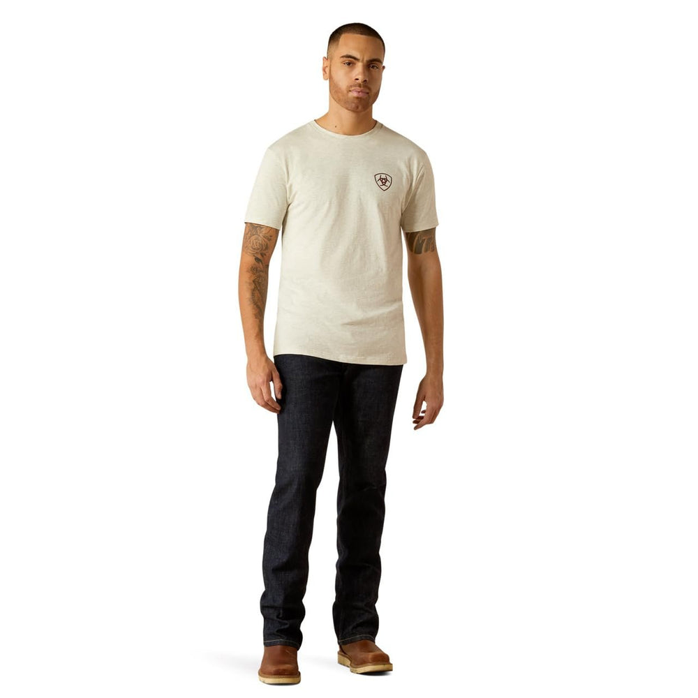 
                  
                    Man Wearing Ariat Men's Rodeo Proud T-Shirt in Oatmeal Heather
                  
                