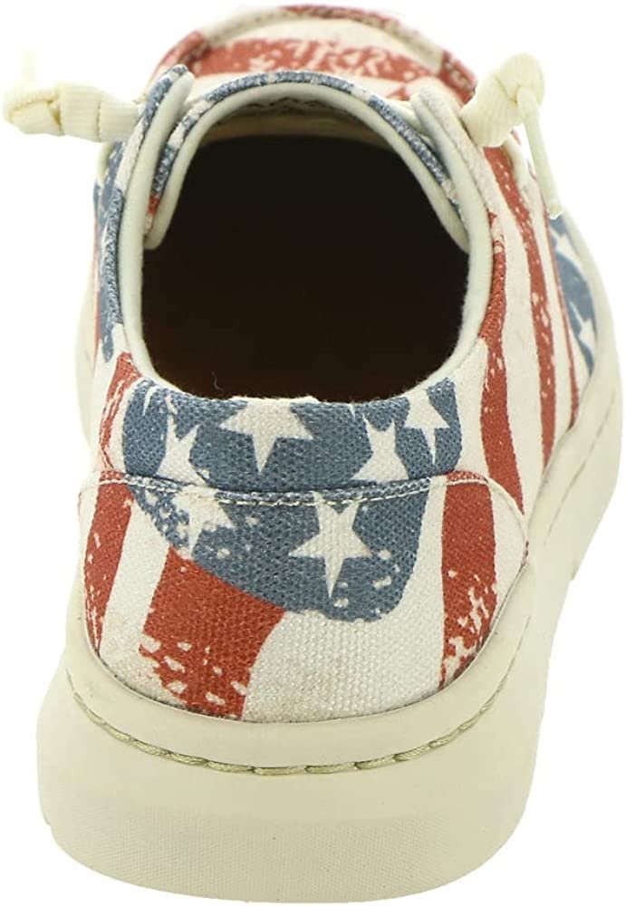 
                  
                    Back of Right Ariat Women's Hilo Shoe in Distressed Flag
                  
                