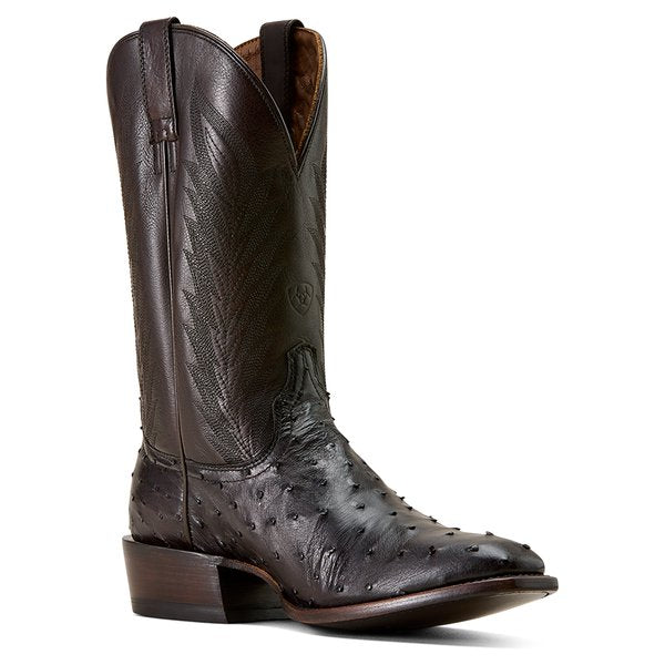 Ariat Wayne chocolate full quill ostrich western boot