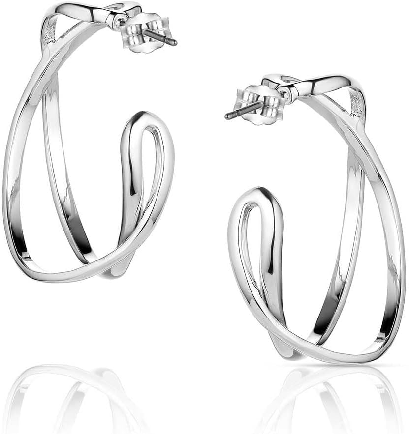 Back of Montana Silversmiths Women's Daring Crossed Hoop Earrings