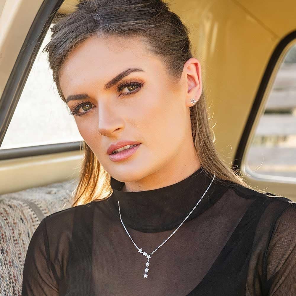 
                  
                    Woman Wearing Montana Silversmiths Women's Guiding North Crystal Necklace
                  
                