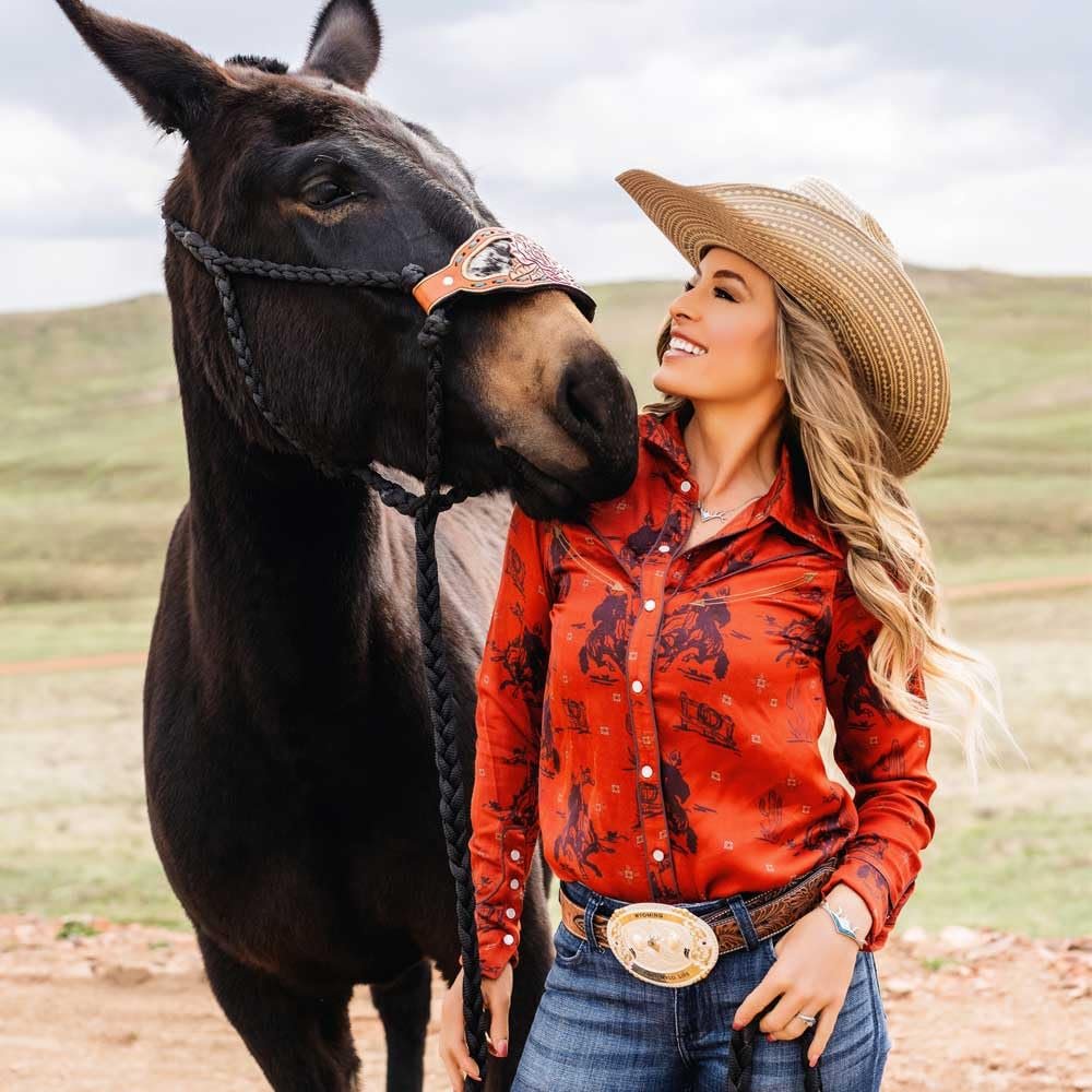 
                  
                    Cowgirl wearing Montana Silversmiths Women's High Country Opal Necklace
                  
                