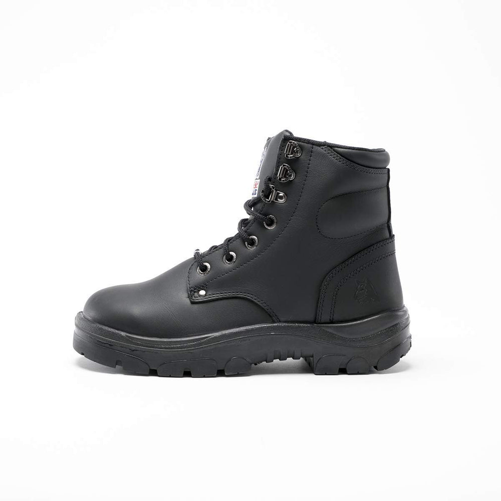 
                  
                    Left Side of Steel Blue Argyle Zip Work Boots in Black
                  
                