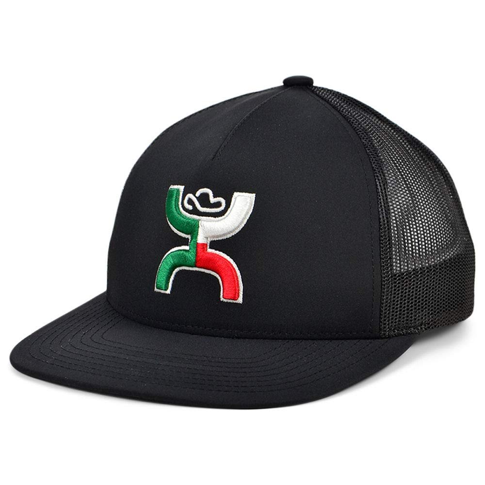 HOOEY Men's Boquillas 5 Panel Mexican Flag Adjustable Mesh Hat  