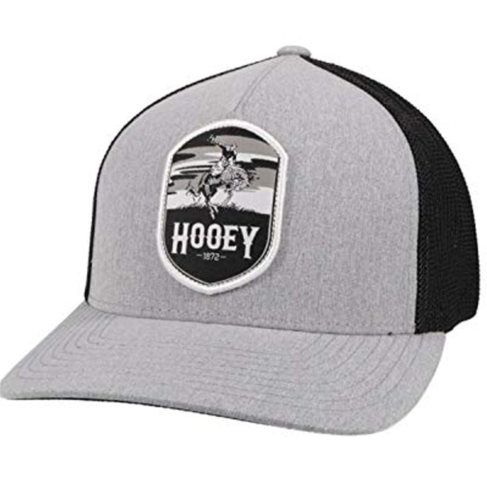 Gray and black cap with a patch featuring a horse and 'Hooey' branding on a white background.