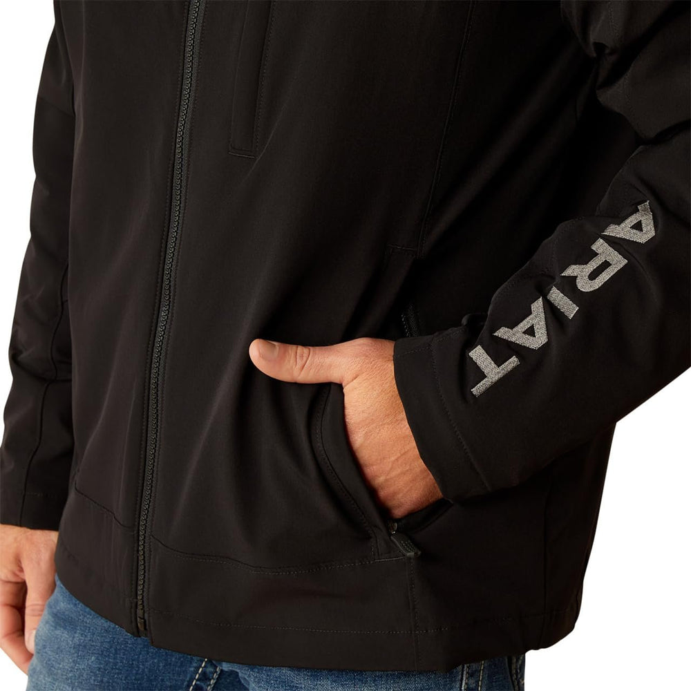 
                  
                    Close-up of Logo on Ariat Men's Pioneer StretchShell Jacket
                  
                