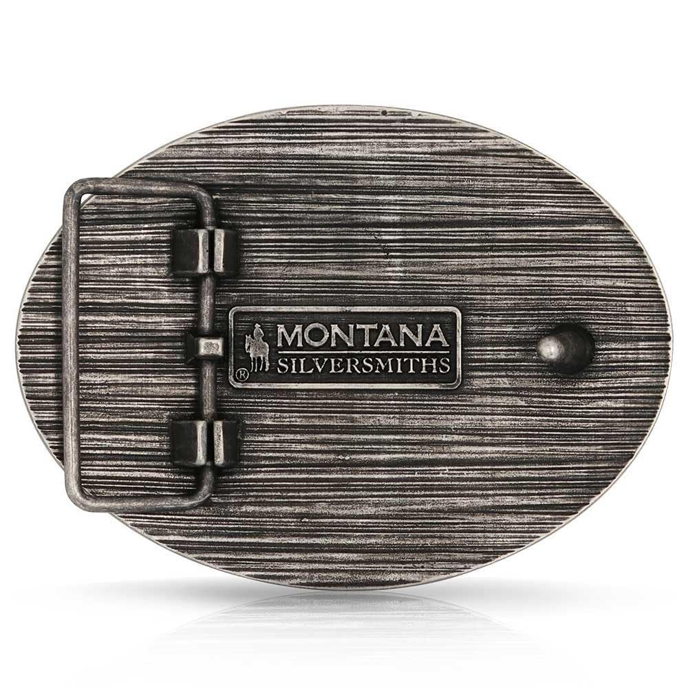 Back of Montana Silversmiths Men's Cowboy Up Barbed Wire Buckle