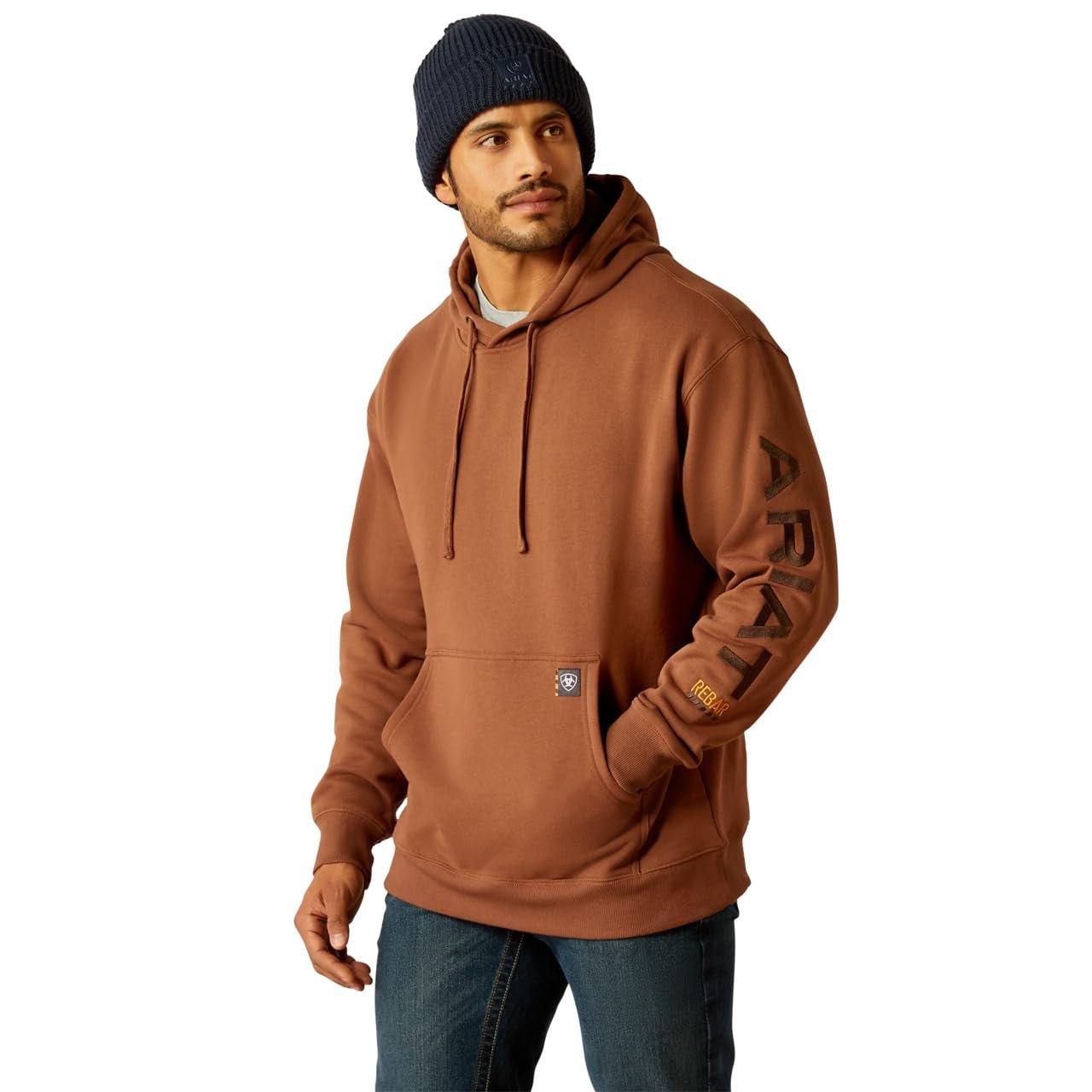 Ariat Men's Rebar Graphic Hoodie in Aztec/Coffee Bean