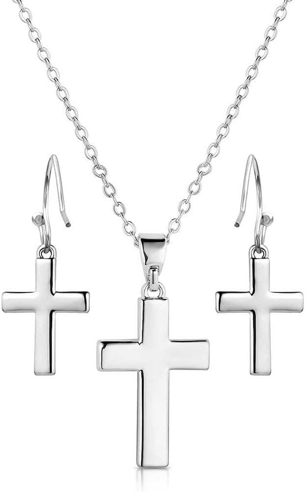 Back of Montana Silversmiths Unwavering Devotion Cross Jewelry Set