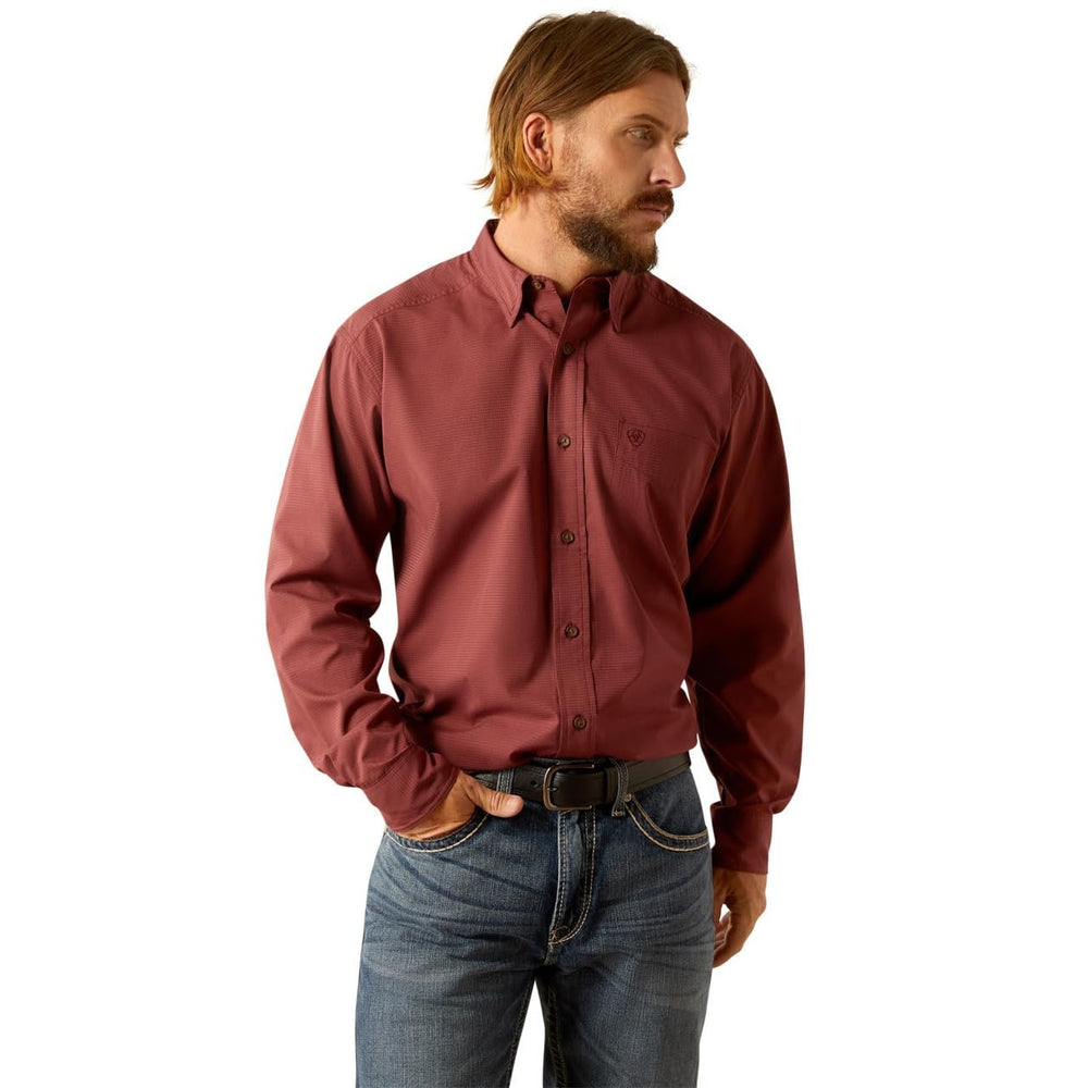Ariat Men's 360 Airflow Classic Fit Shirt in Red Mahogany