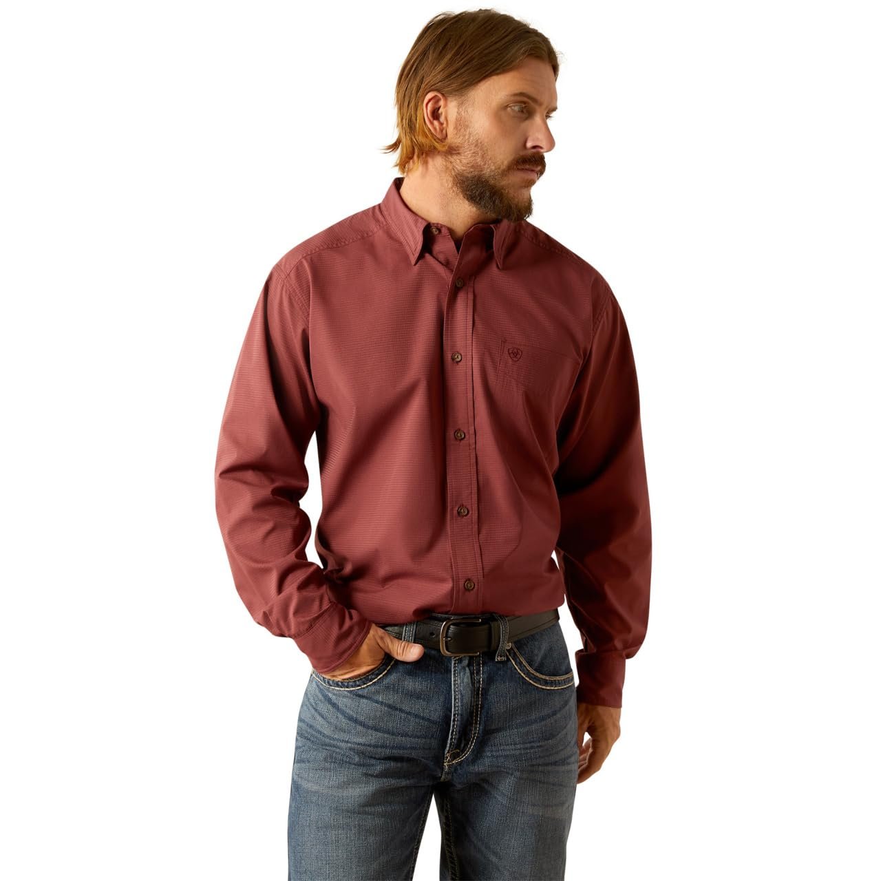 Ariat Men's 360 Airflow Classic Fit Shirt in Red Mahogany