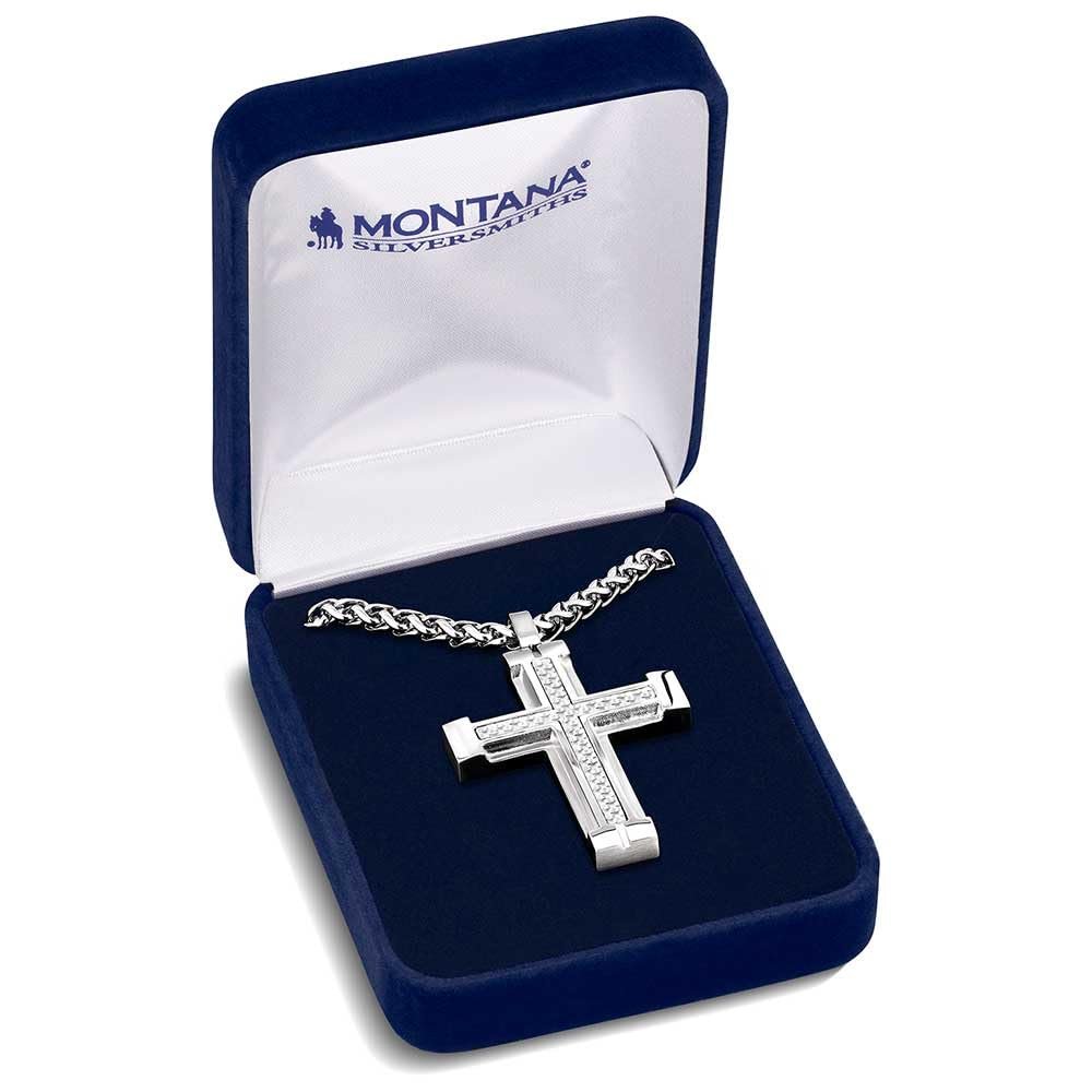 
                  
                    Montana Silversmiths Men's Heros Belief Silver Cross Necklace
                  
                