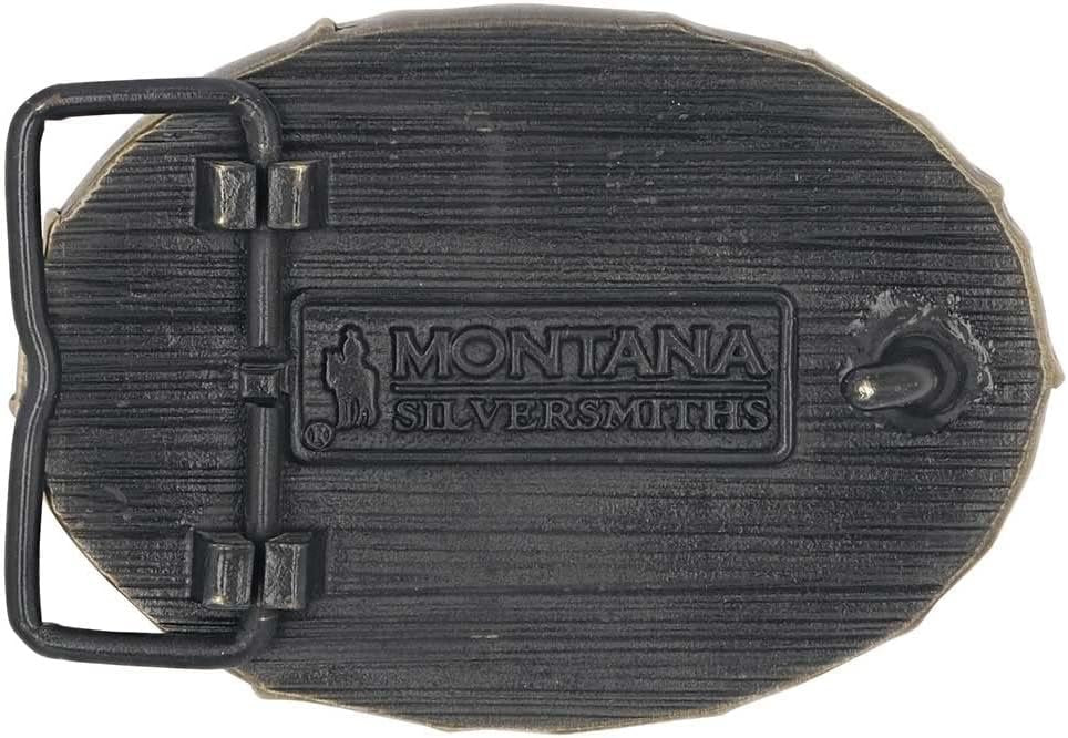 Back of Montana Silversmiths Mountain Elk Attitude Buckle Showing Engraving