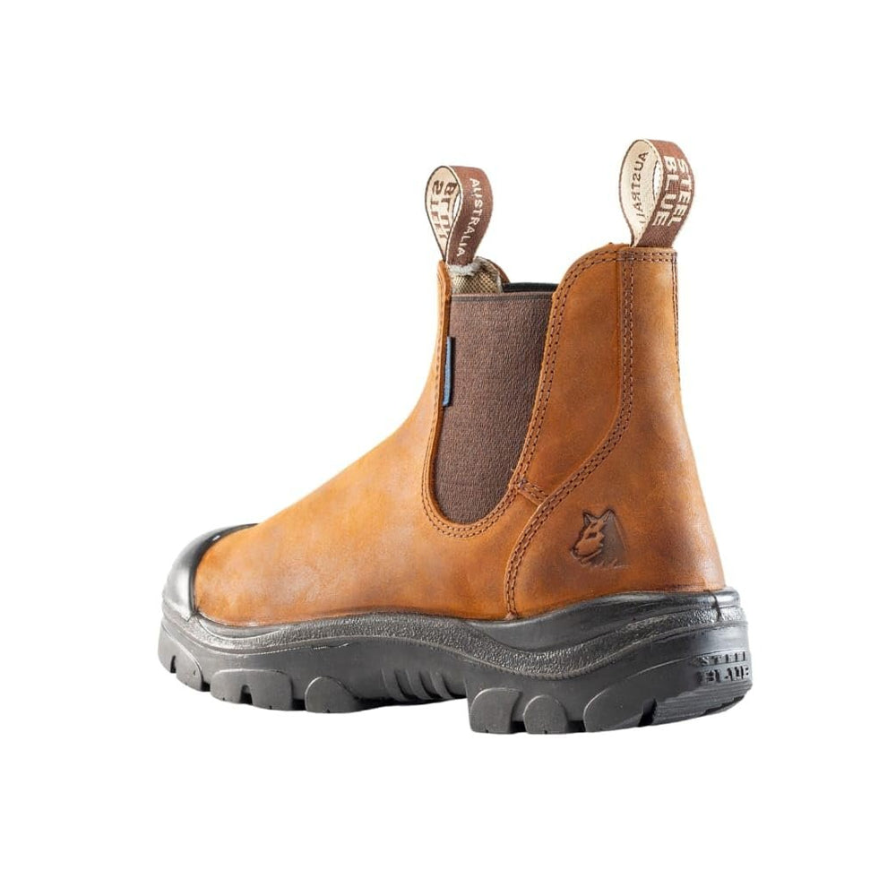 
                  
                    Alternate Angled Back View of Steel Blue Hobart PR Met: Bump Work Boot in Brown
                  
                